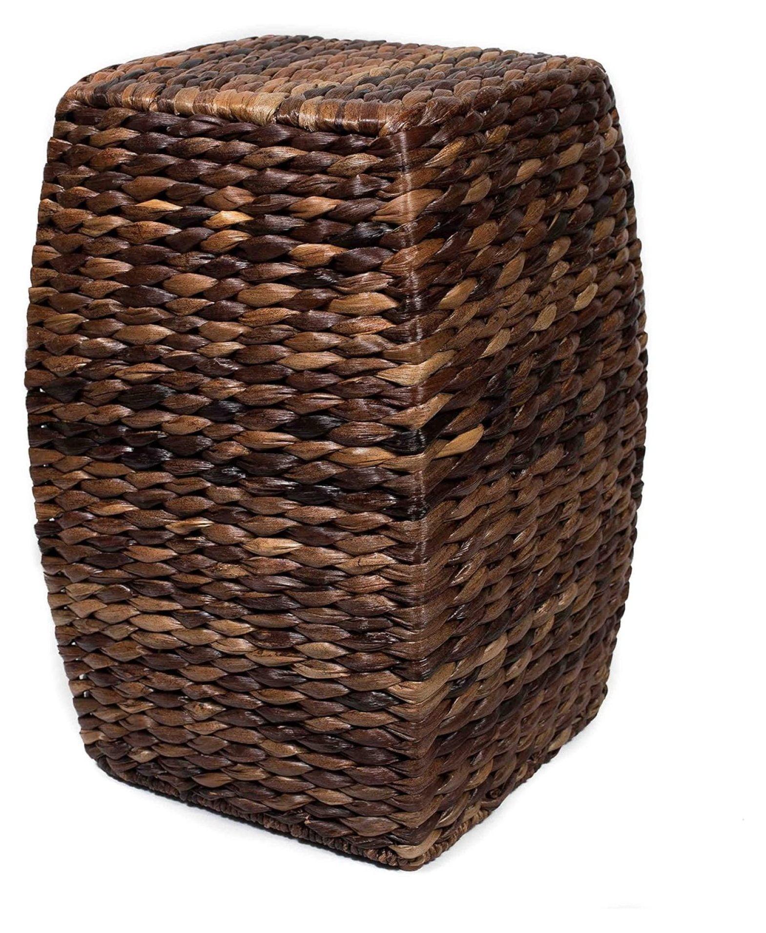 Hand-Woven Seagrass Rectangular Accent Stool