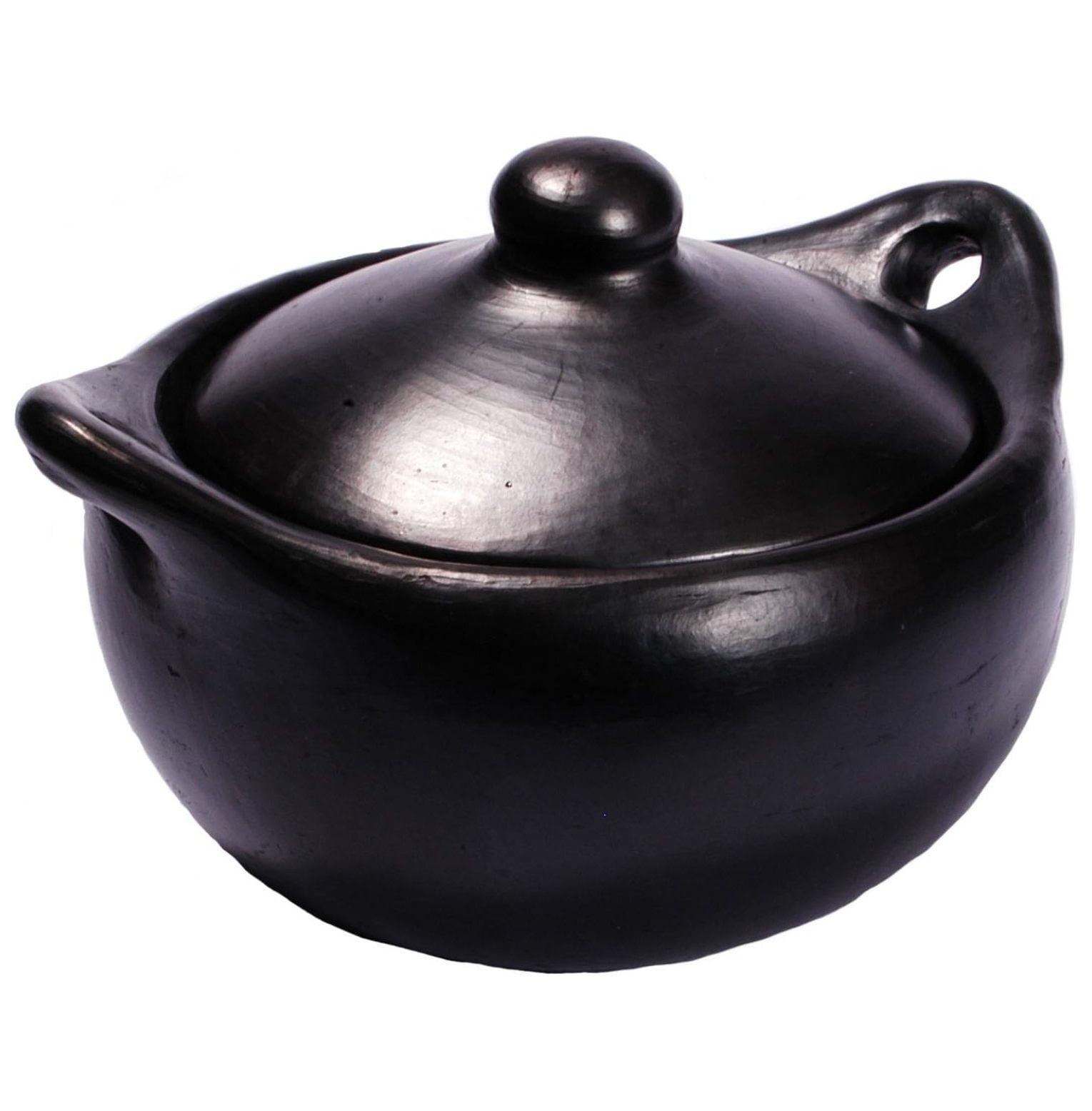 Extra Small Black Clay Stew Pot with Lid