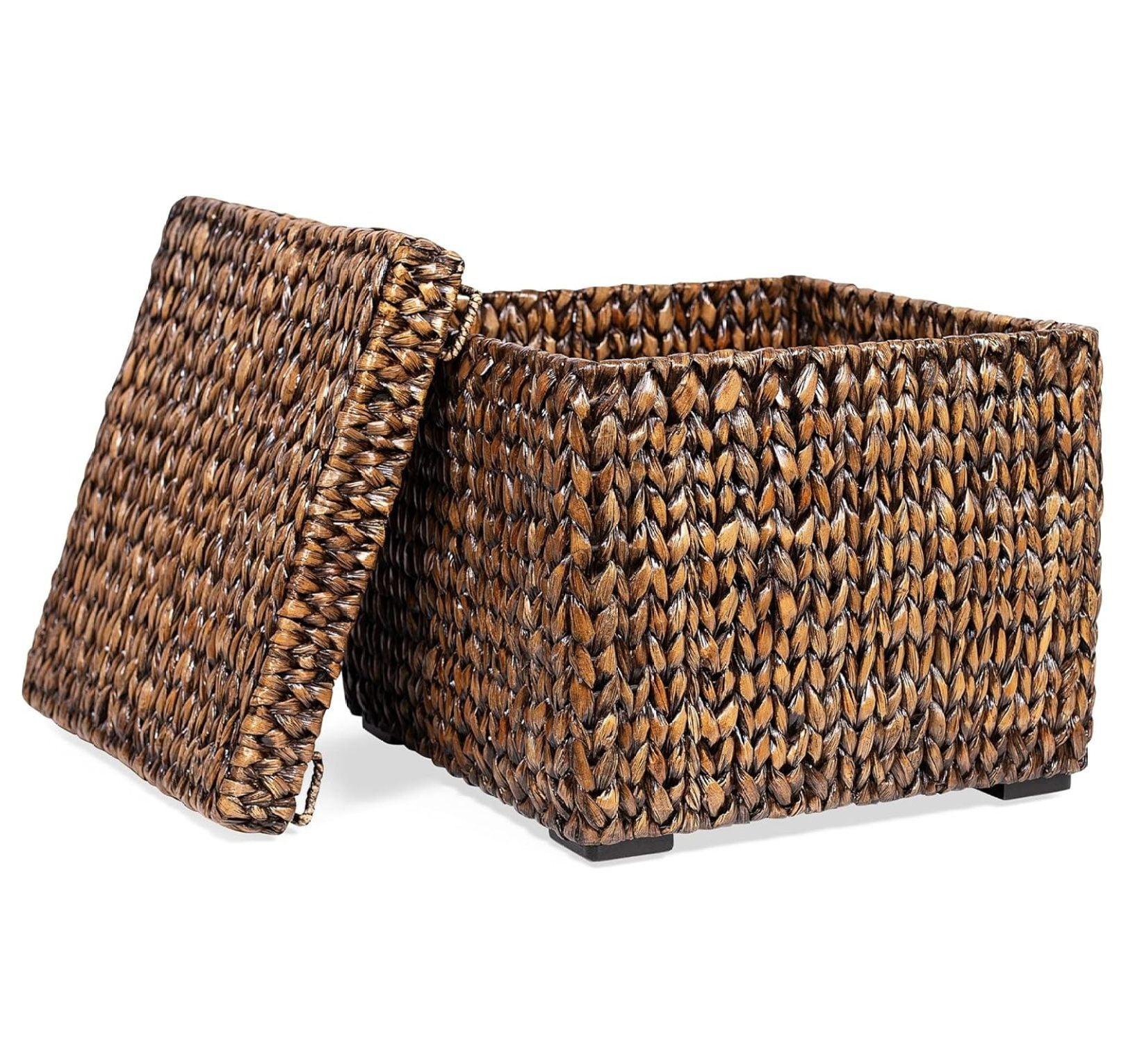 Handwoven Seagrass Square Storage Basket with Lid