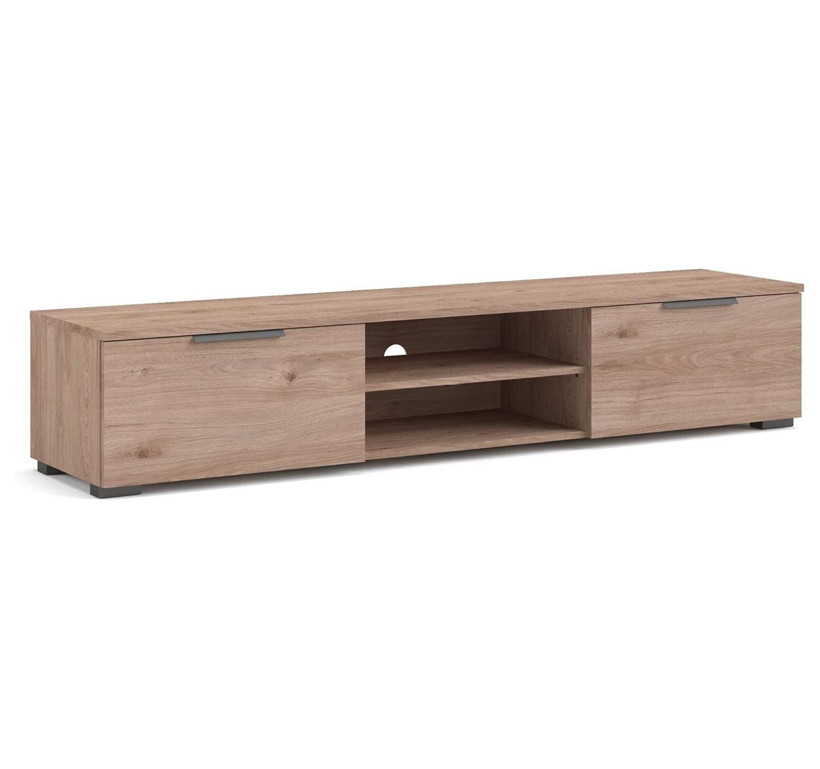 Jackson Hickory Low-Profile TV Stand with Cabinets and Shelves