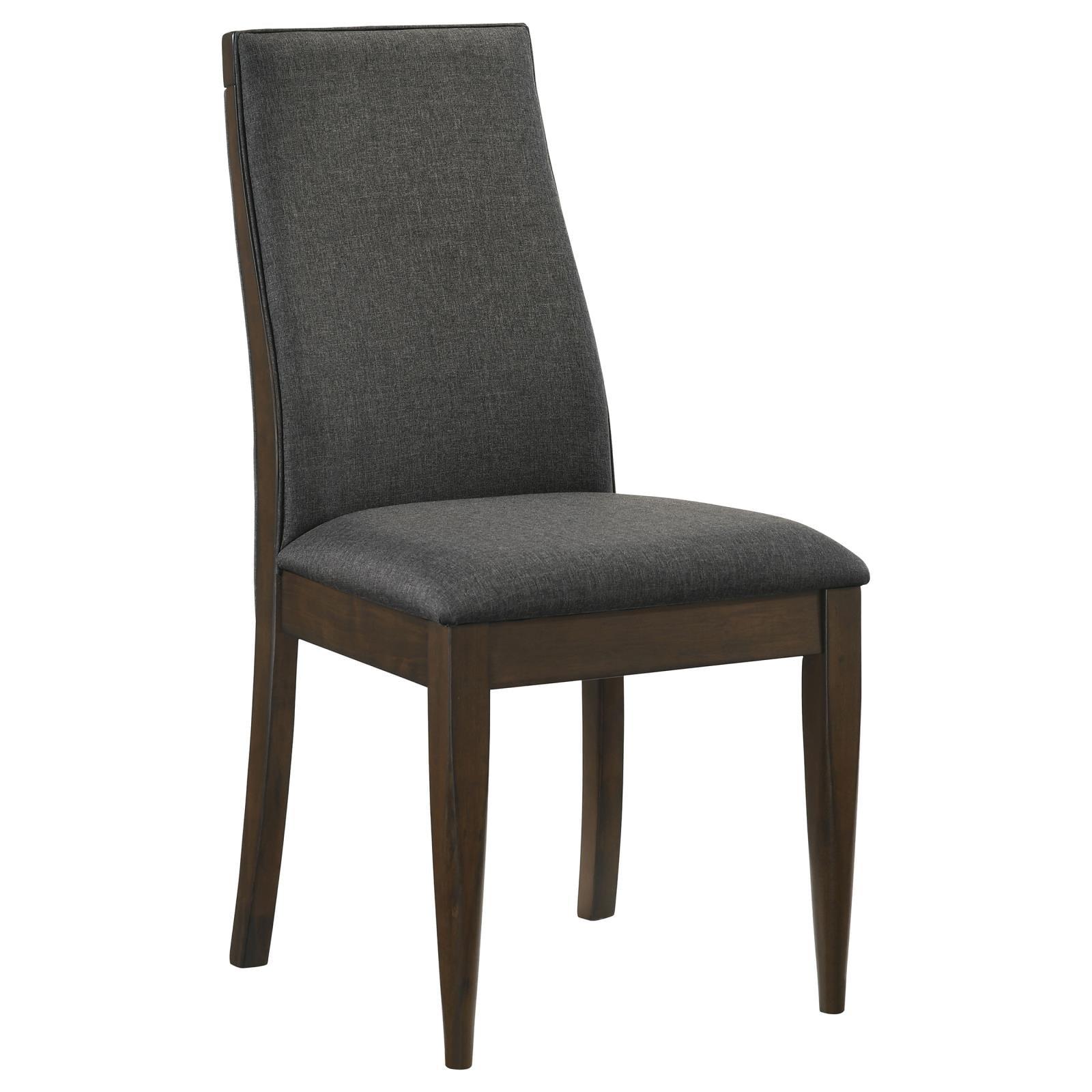 Gray Upholstered High Back Side Chair with Walnut Frame