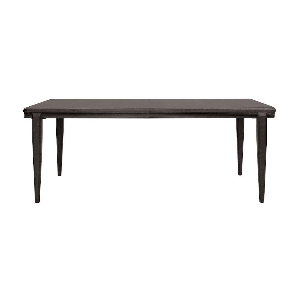 Brown Wood Extendable Rectangular Dining Table with Tapered Legs