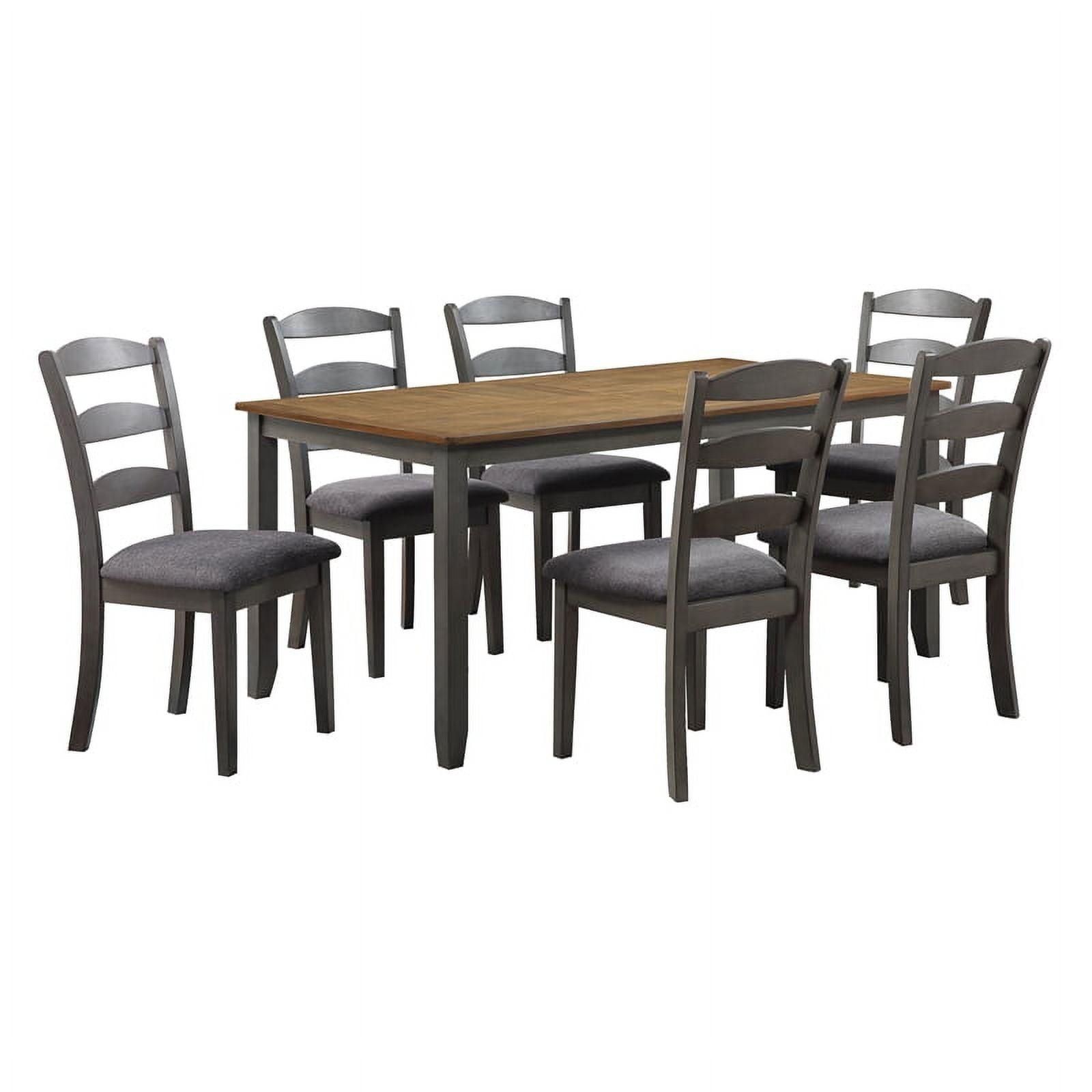 West Lake 7 PC Wood Dining Table Set Antique Finish Natural Top and Gray Base