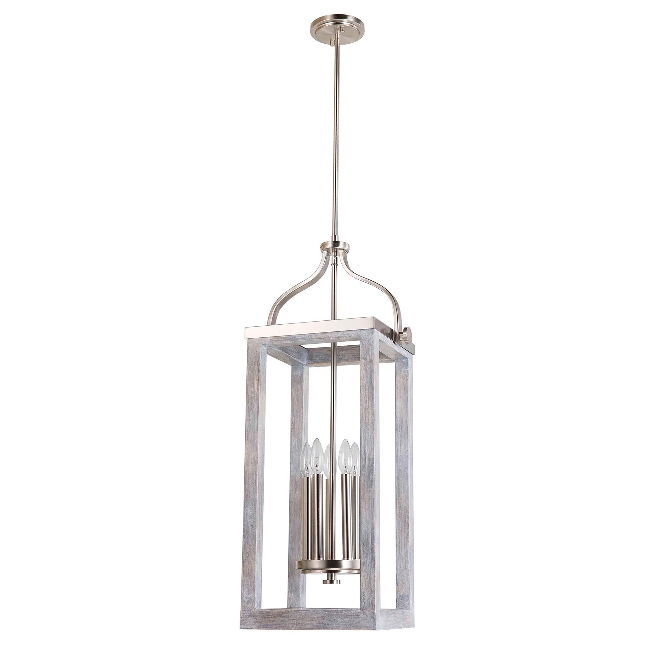 Westbury 5-Light Brushed Nickel and Driftwood Pendant