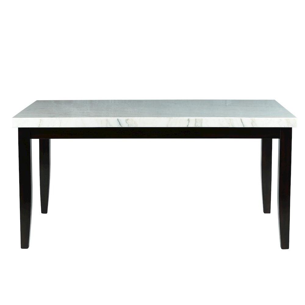 Westby White Marble Top Dining Table with Ebony Black Base