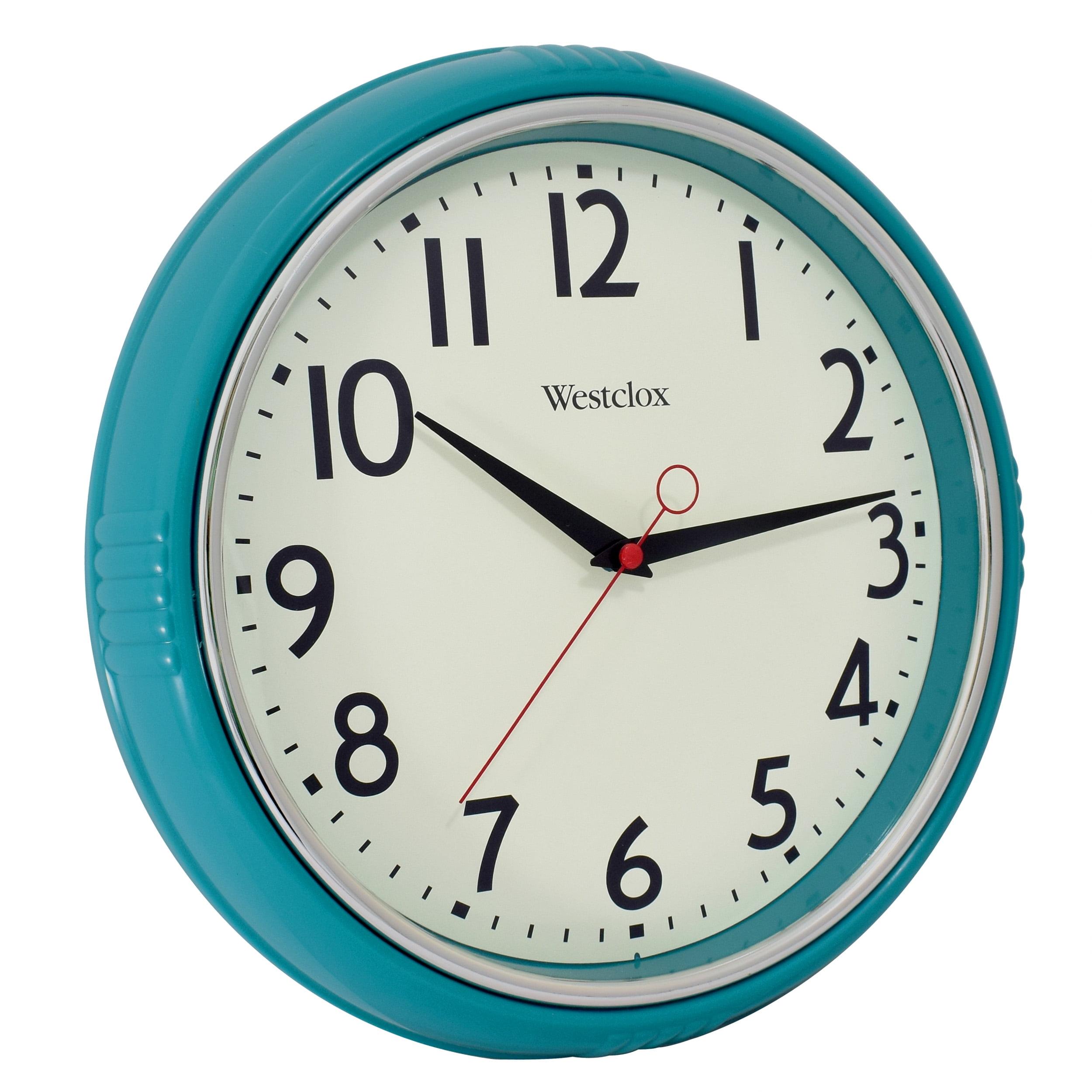 Teal Blue Retro 12" Wall Clock with Chrome Bezel