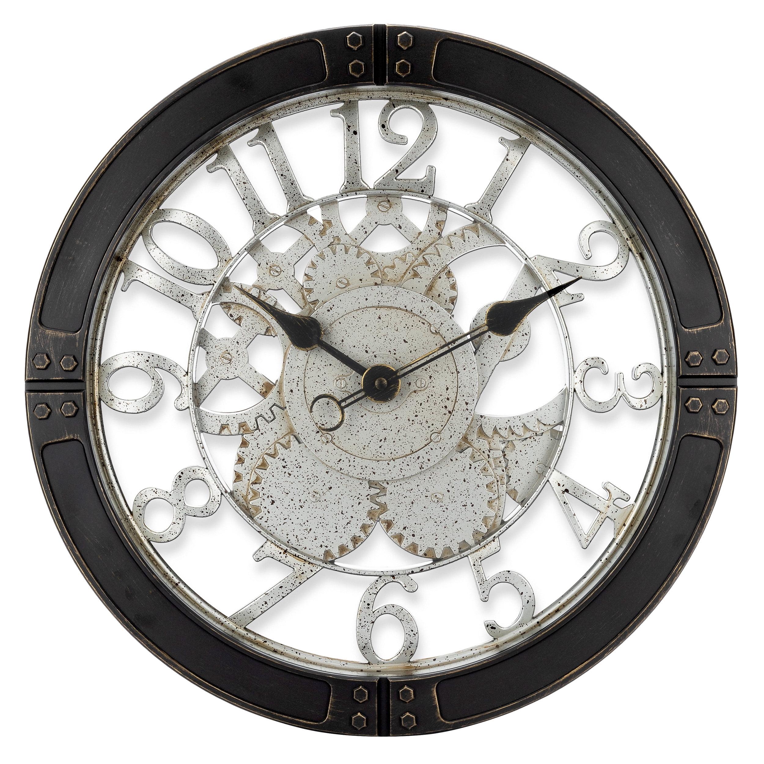 Westclox 16" Black and Silver Industrial Gear Wall Clock