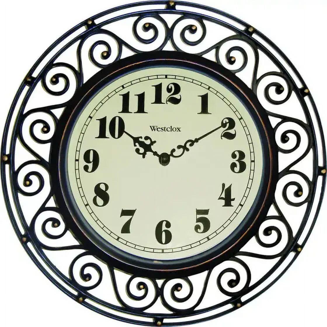 12" Black and Bronze Wrought Iron Style Round Wall Clock