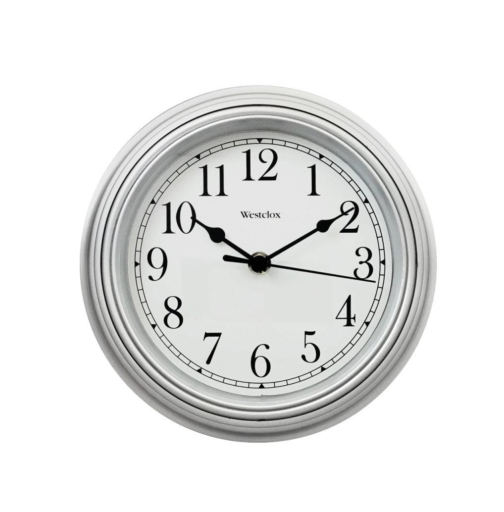 Westclox Silver Round Analog Wall Clock with Quartz Movement