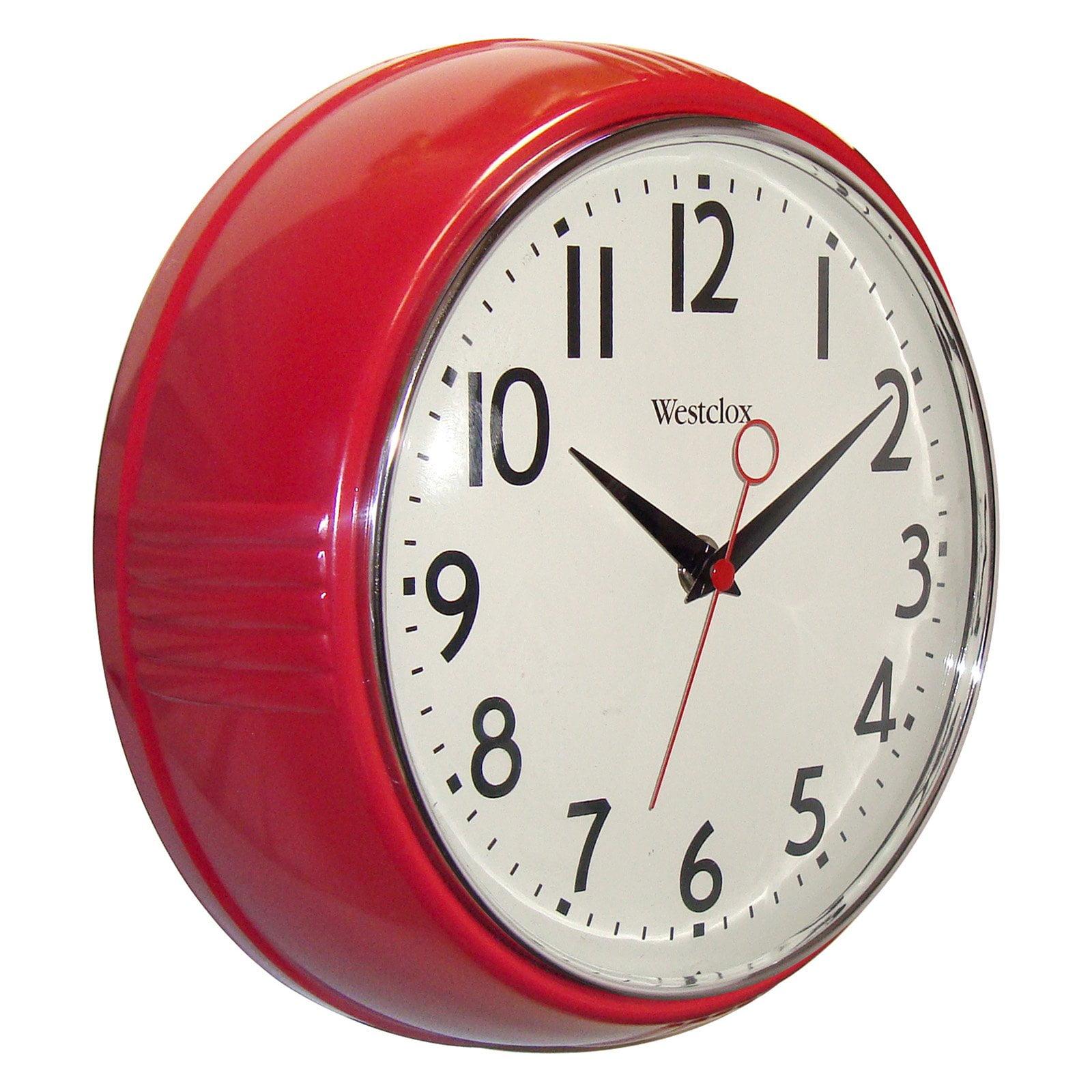 Red Retro 9.5" Convex Glass Lens Wall Clock