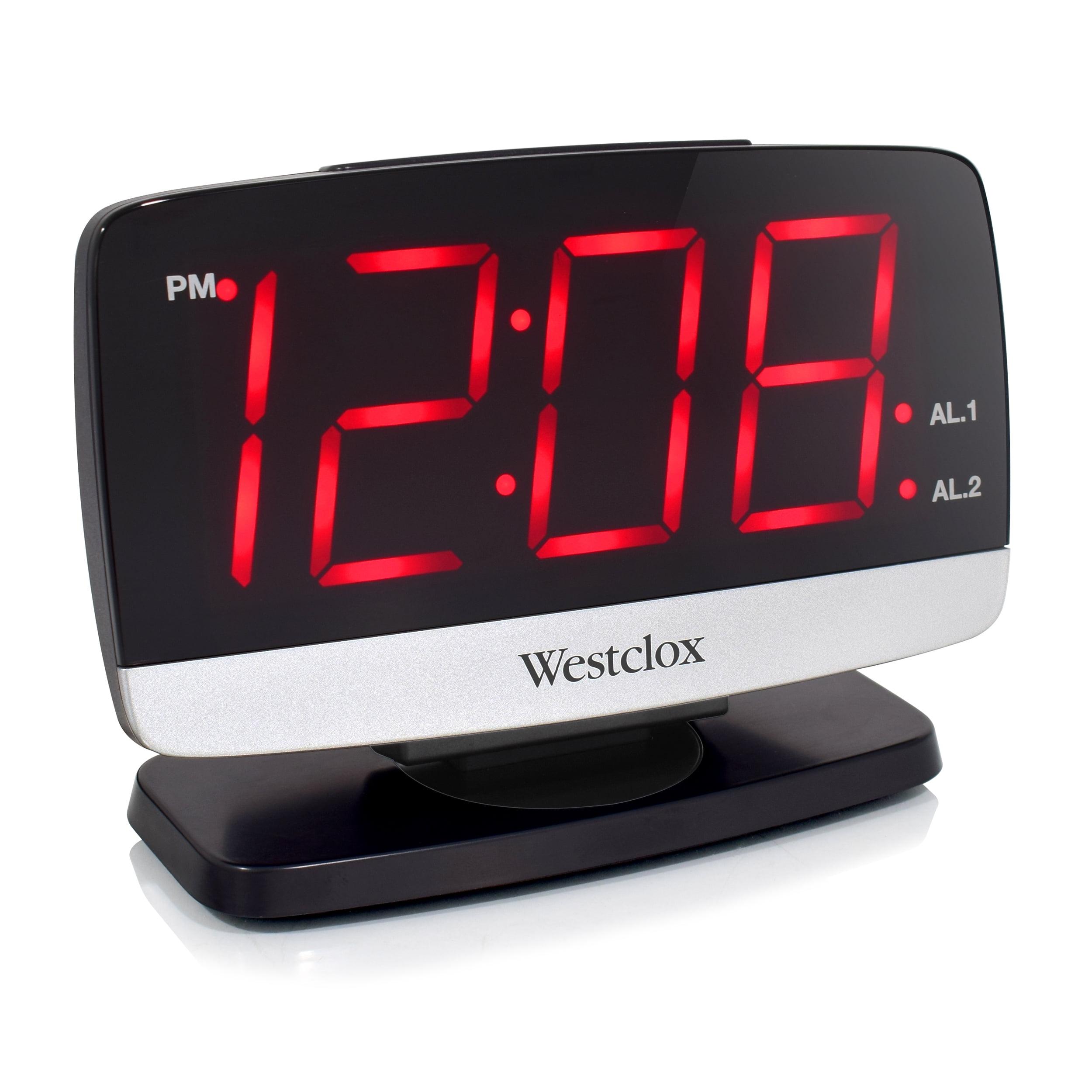 Westclox Black and Silver Tilt & Swivel LED Alarm Clock