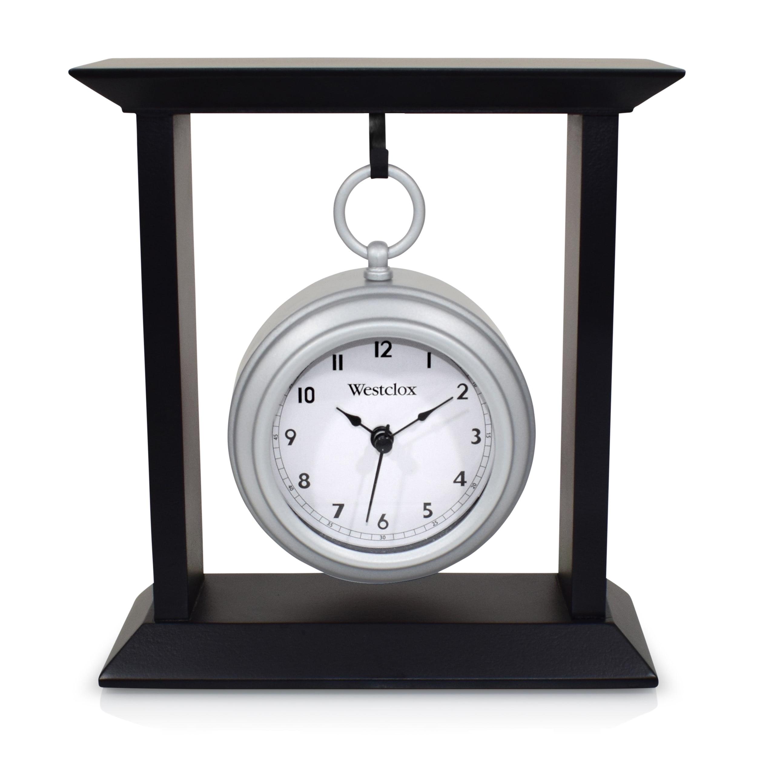 Westclox 8" Black and Silver Metal Pocket Watch Table Clock