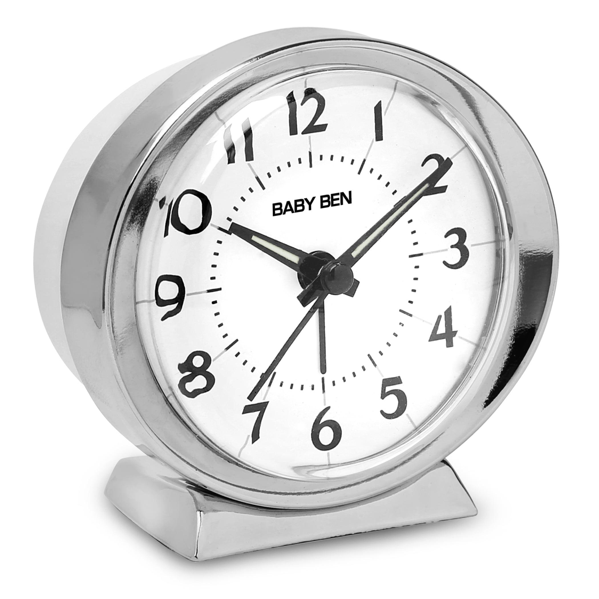 Silver Analog Bell Alarm Clock with Luminous Hands