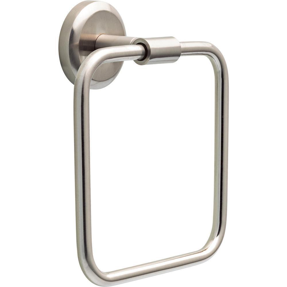 Westdale Wall Mount Square Closed Towel Ring Bath Hardware Accessory in Brushed Nickel