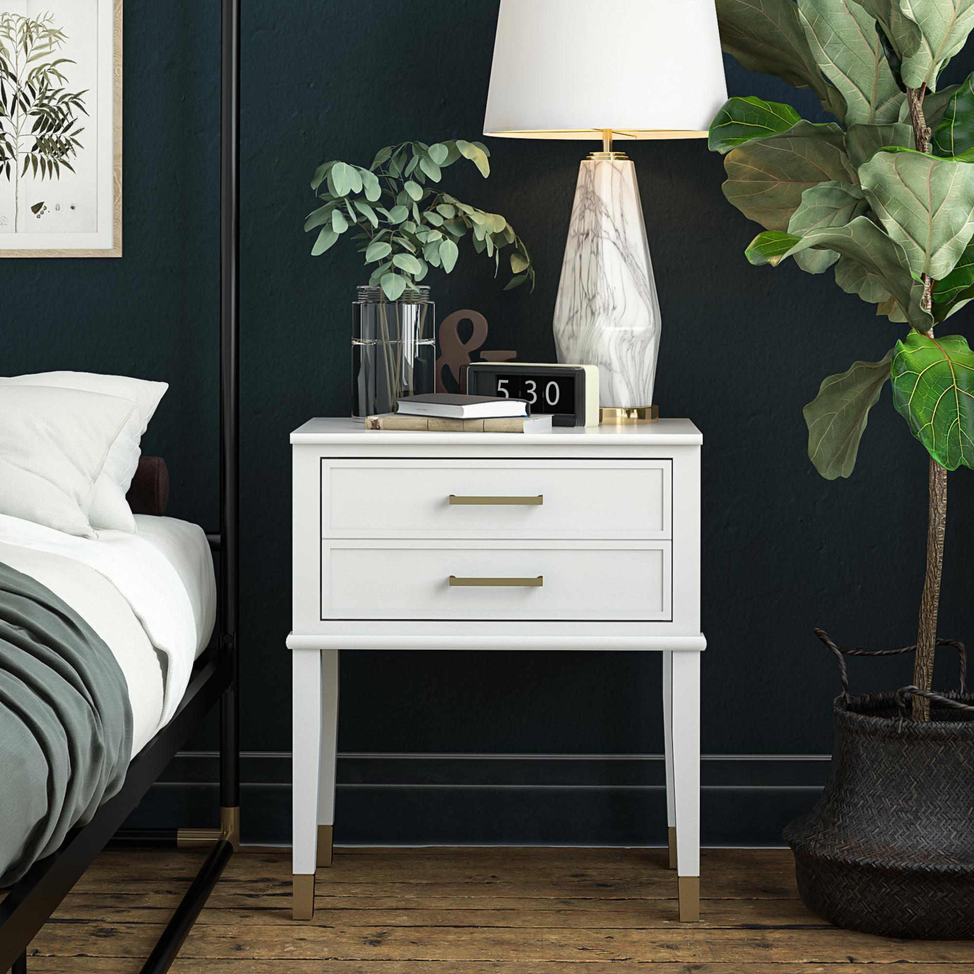 Westerleigh Sophisticated White End Table with Gold Accents