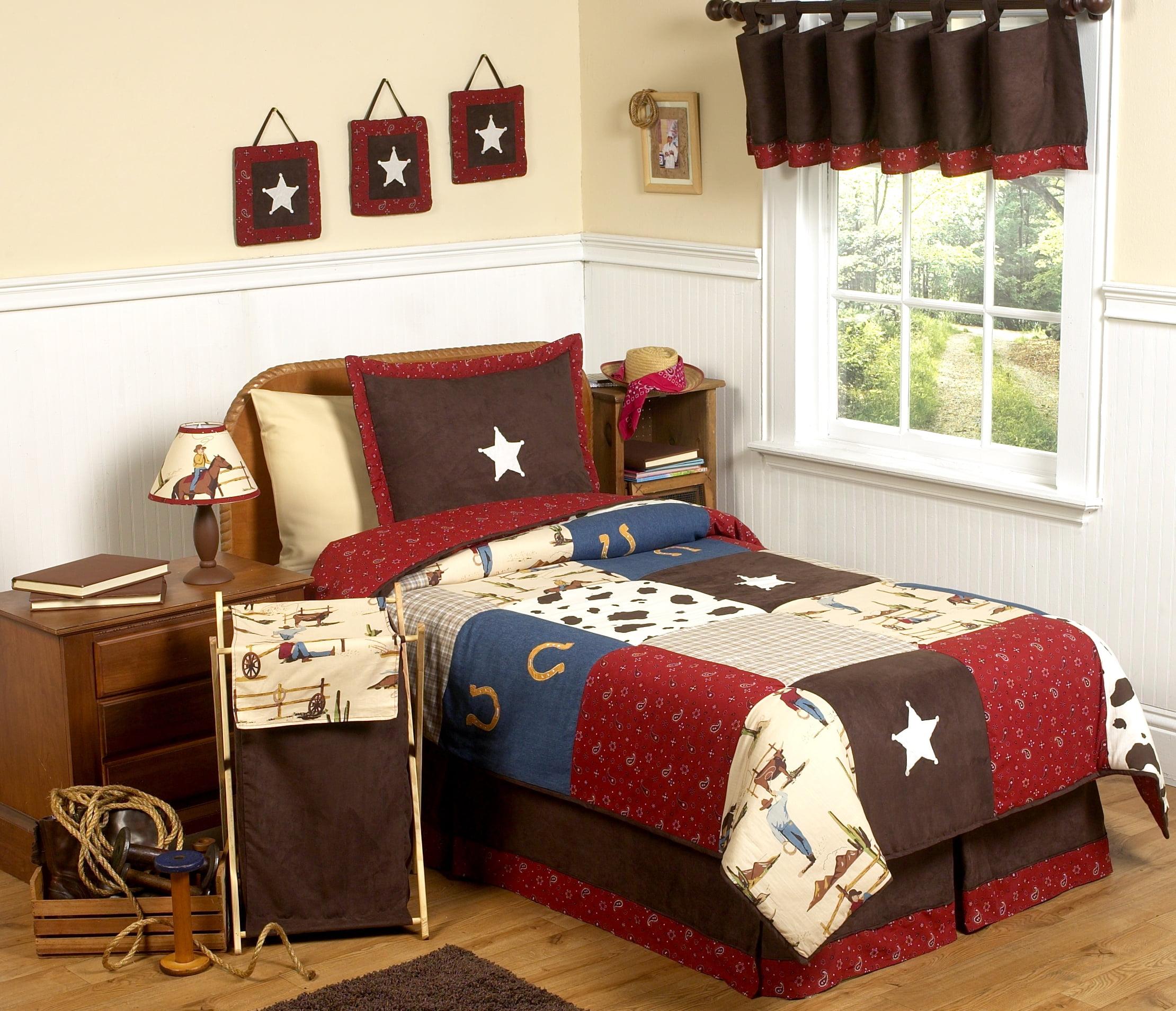 Wild West Cowboy Red Cotton Twin Bedding Set