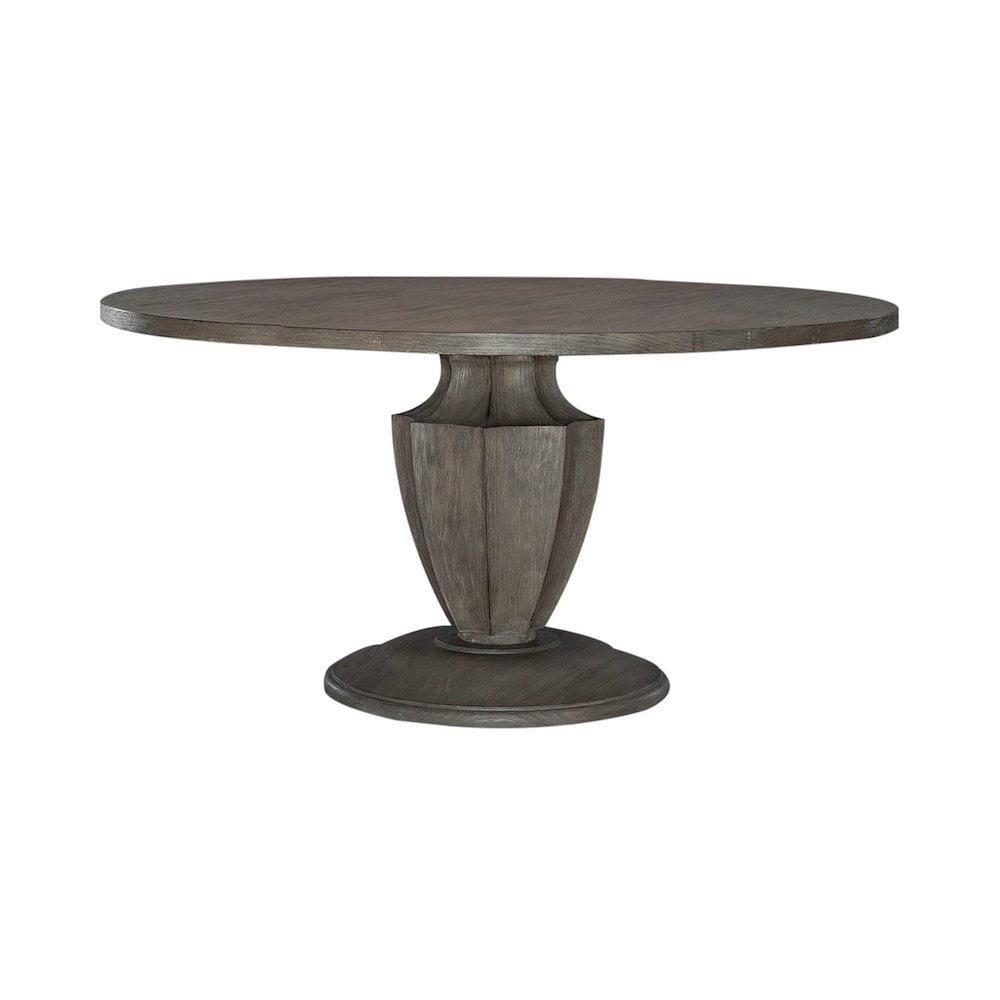 Havana Brown Round Rubberwood & White Oak Pedestal Table