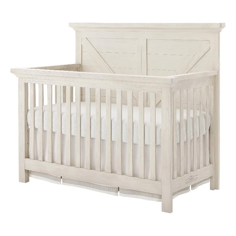 Westfield Brushed White 4-in-1 Convertible Crib with Rustic Design