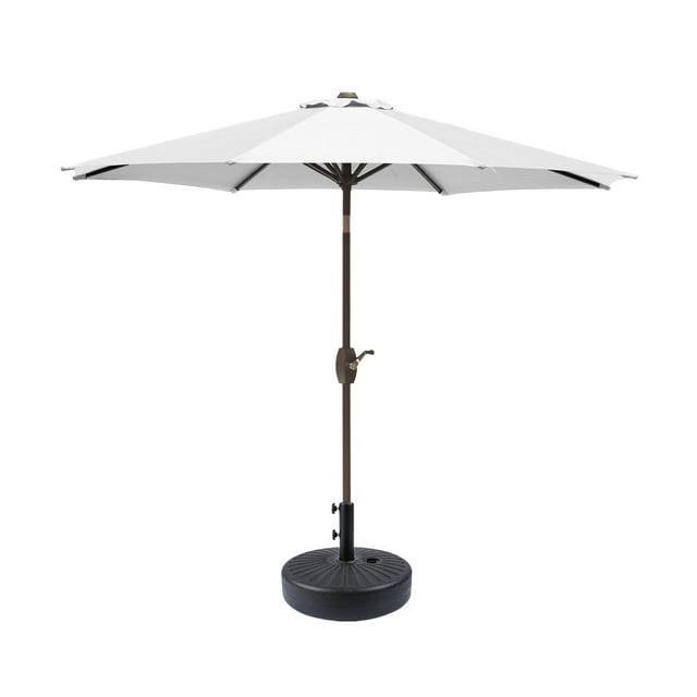 Westin Outdoor 9 Ft Patio Umbrella with Black Round Base Included for Outdoor Patio UV Weather Resistant, White