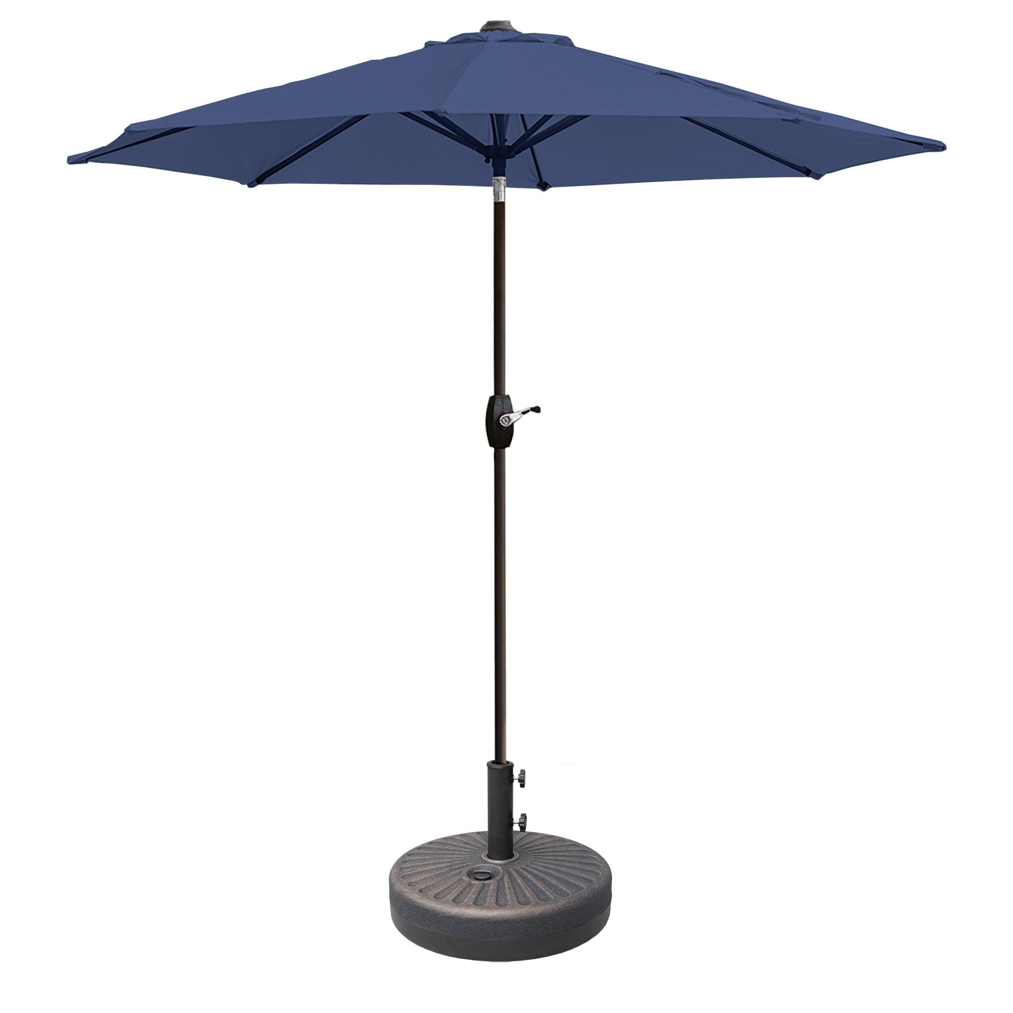 Navy Blue 9 Ft Outdoor Patio Umbrella with Bronze Base