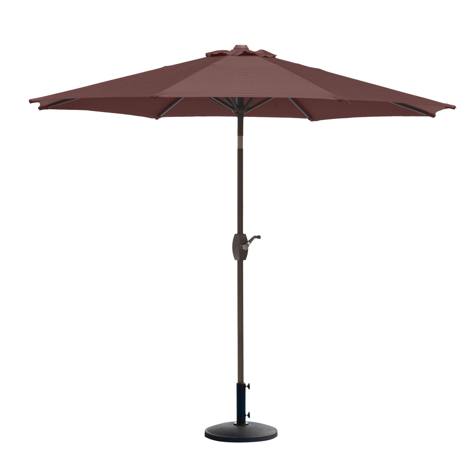 9 Ft Coffee Steel Outdoor Patio Umbrella with Resin Base