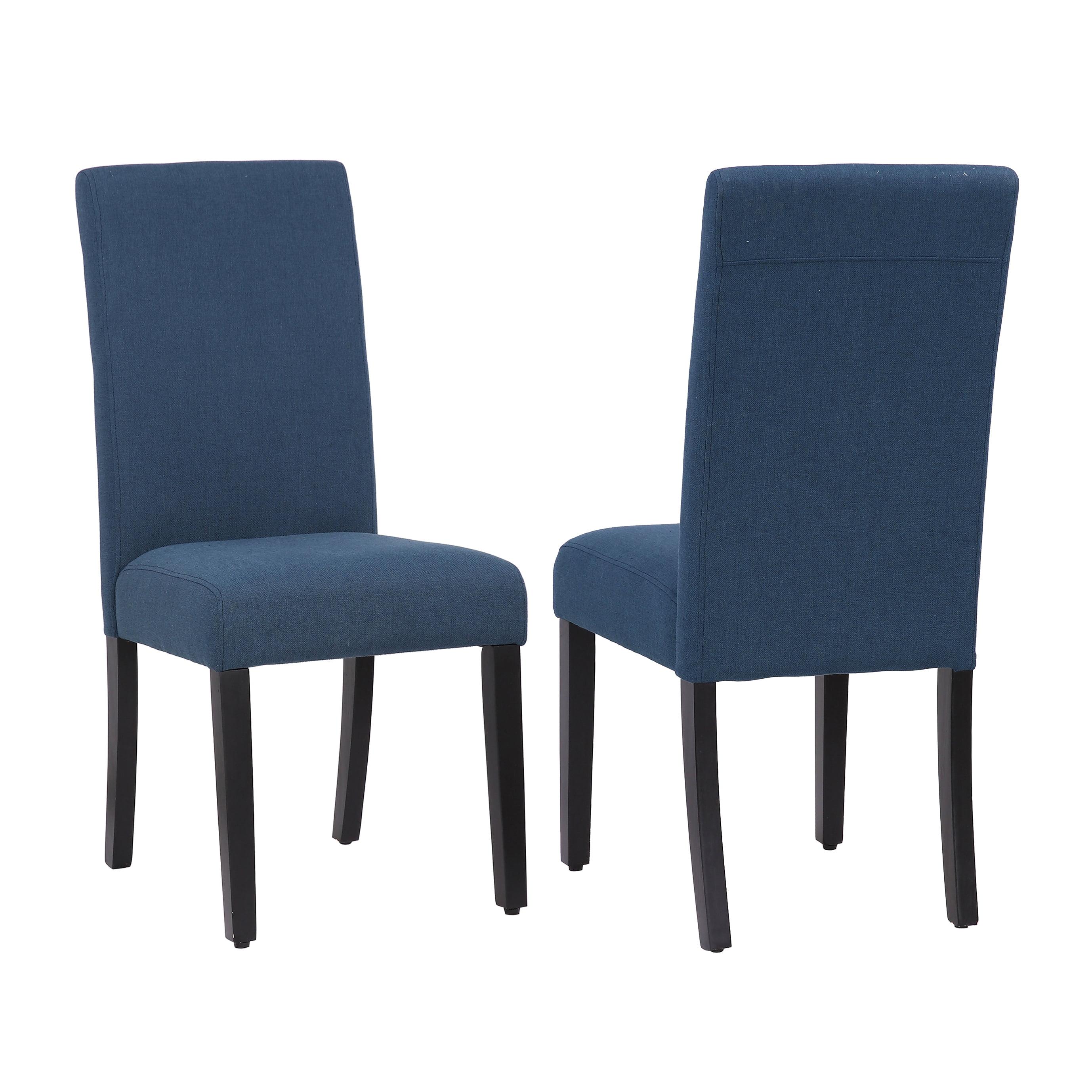 Blue Linen Upholstered Parsons Dining Side Chair Set