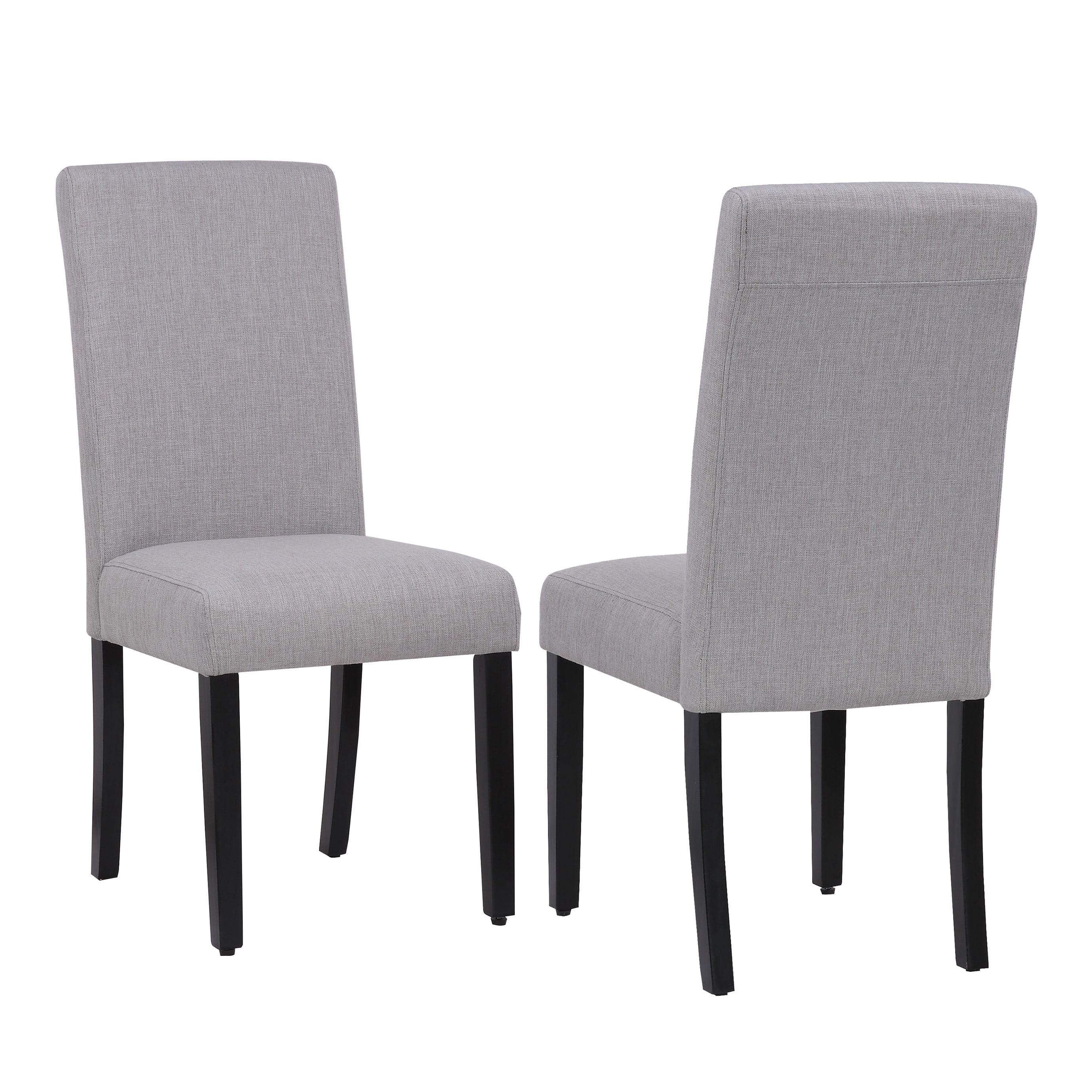 High Gray Upholstered Parsons Side Chair with Linen and Wood