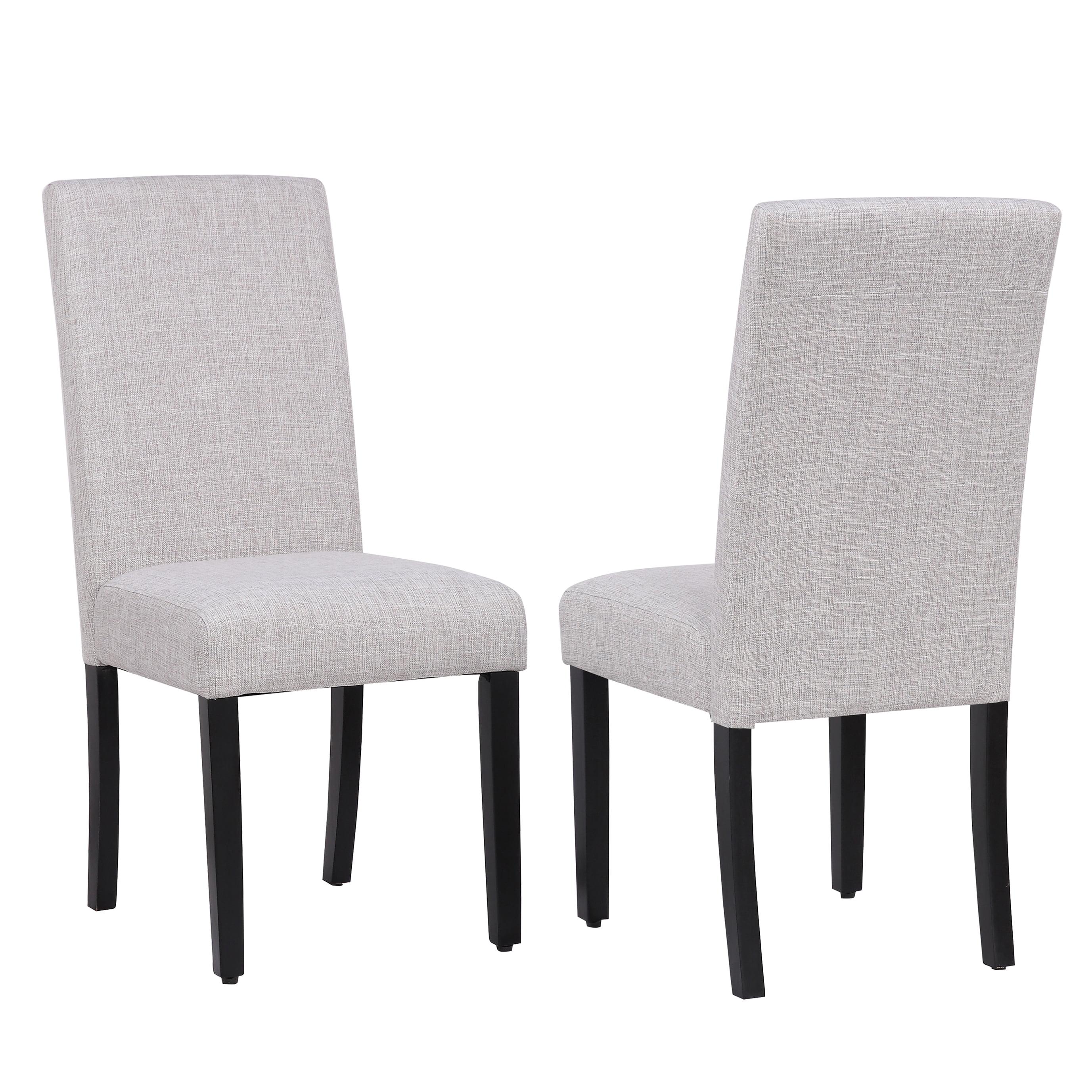 Westin Outdoor Bellure Linen Fabric Upholstered Dining Side Chair (Set of 2), Light Gray