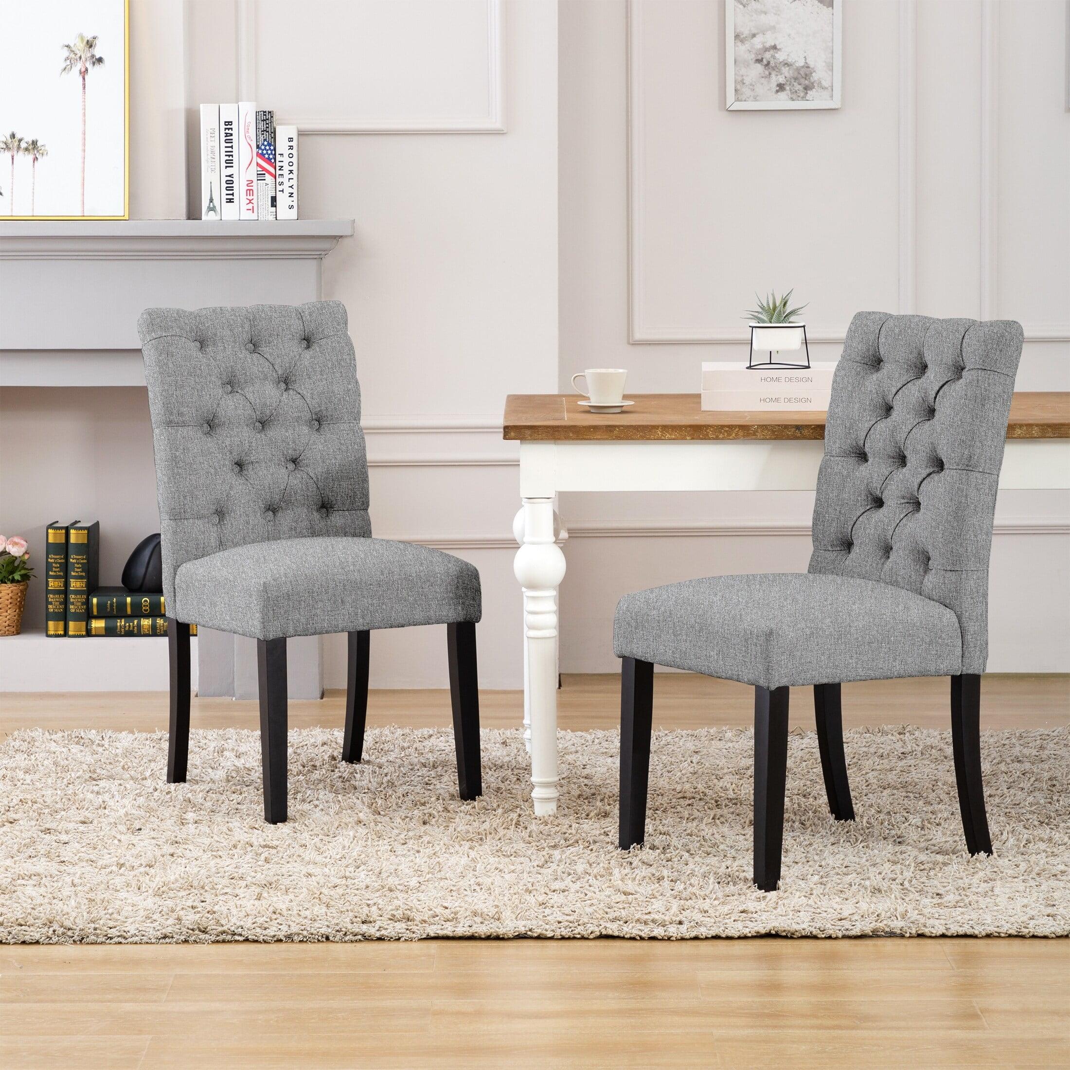 Gray Button Tufted Upholstered Armless Side Chair