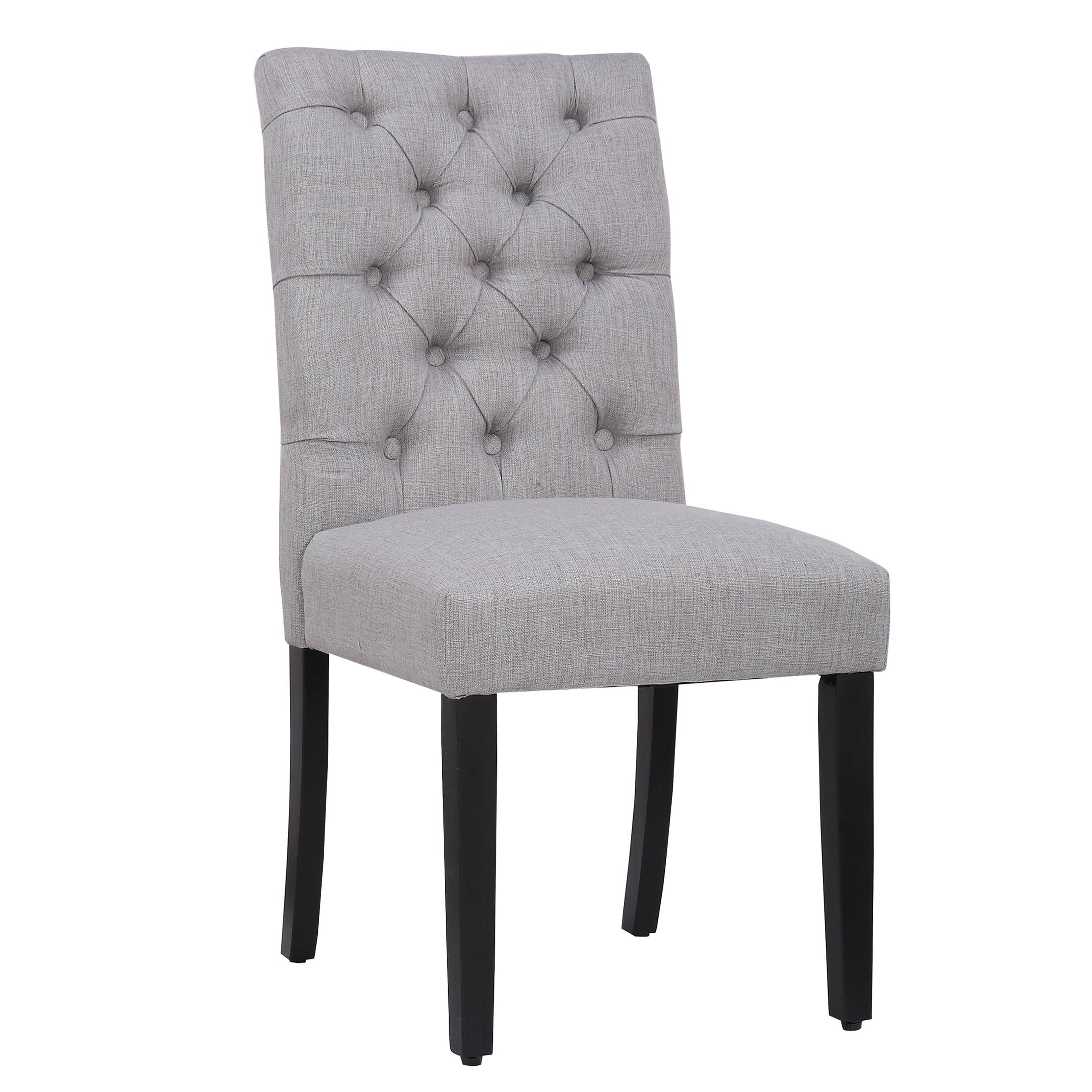 Gray Button Tufted Upholstered Armless Side Chair