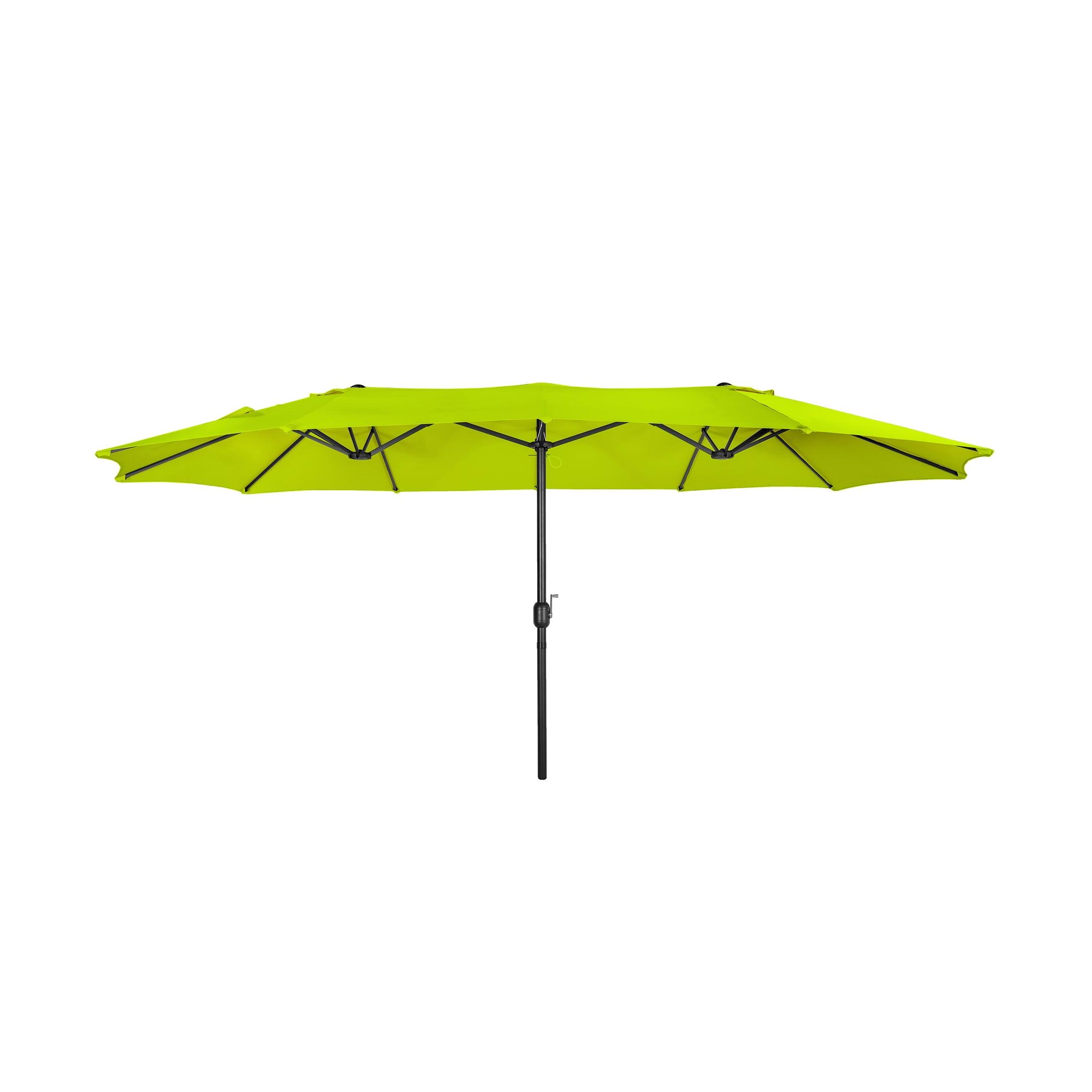 Lime Green Double-Top 15 ft Rectangle Patio Umbrella with Crank