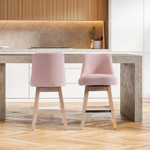 WestinTrends 26" Upholstered Swivel Counter Height Bar Stools (Set of 2), Dusty Peach