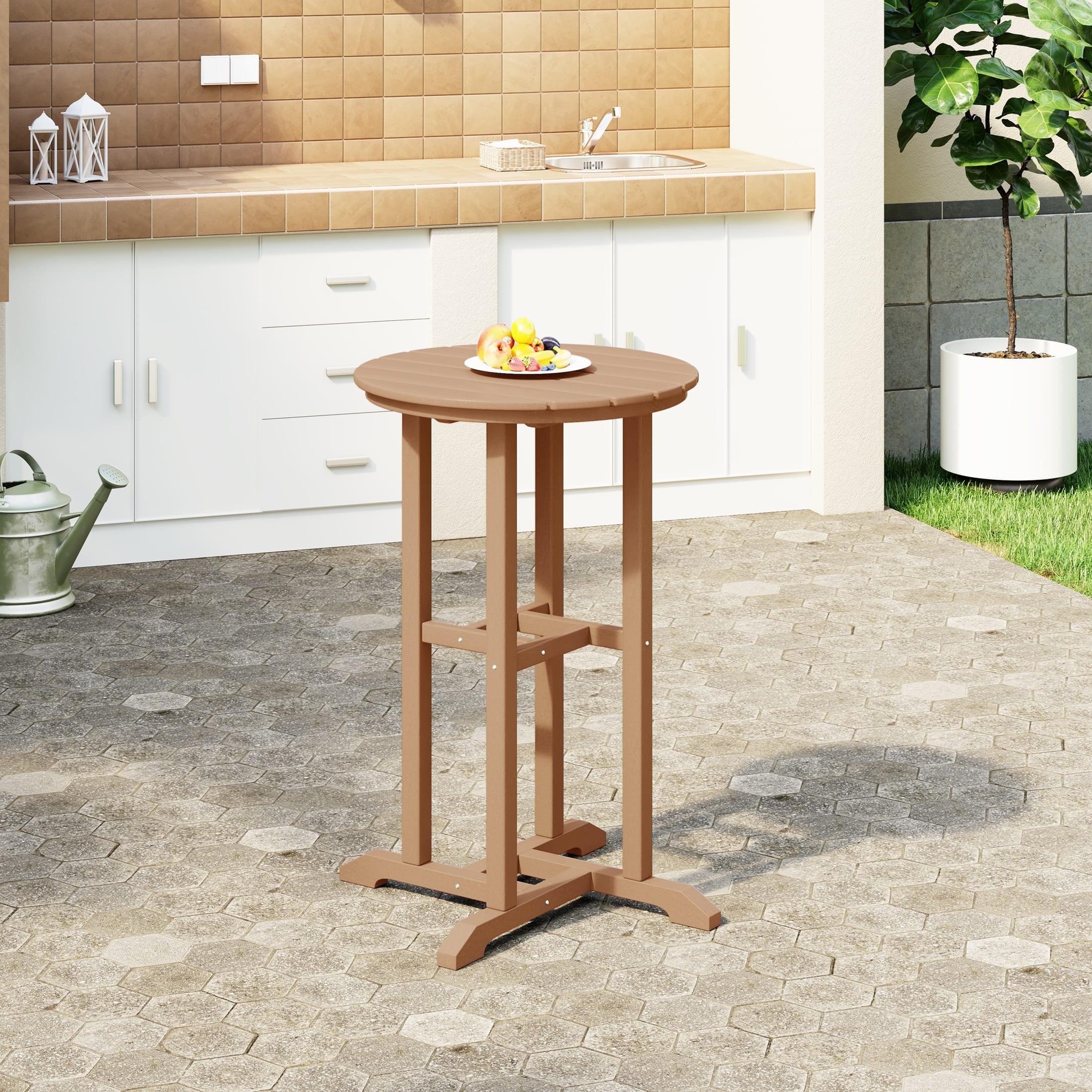WestinTrends Malibu 37" All Weather HDPE Outdoor Patio Counter Height Bistro Table - Round, Teak