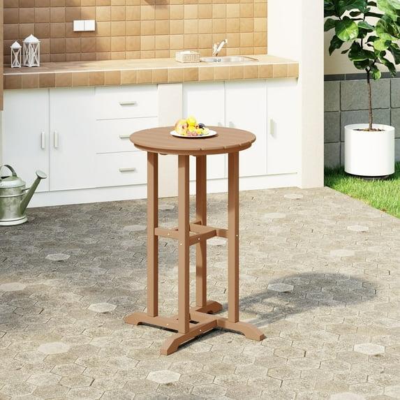 WestinTrends Malibu 37" All Weather HDPE Outdoor Patio Counter Height Bistro Table - Round, Teak