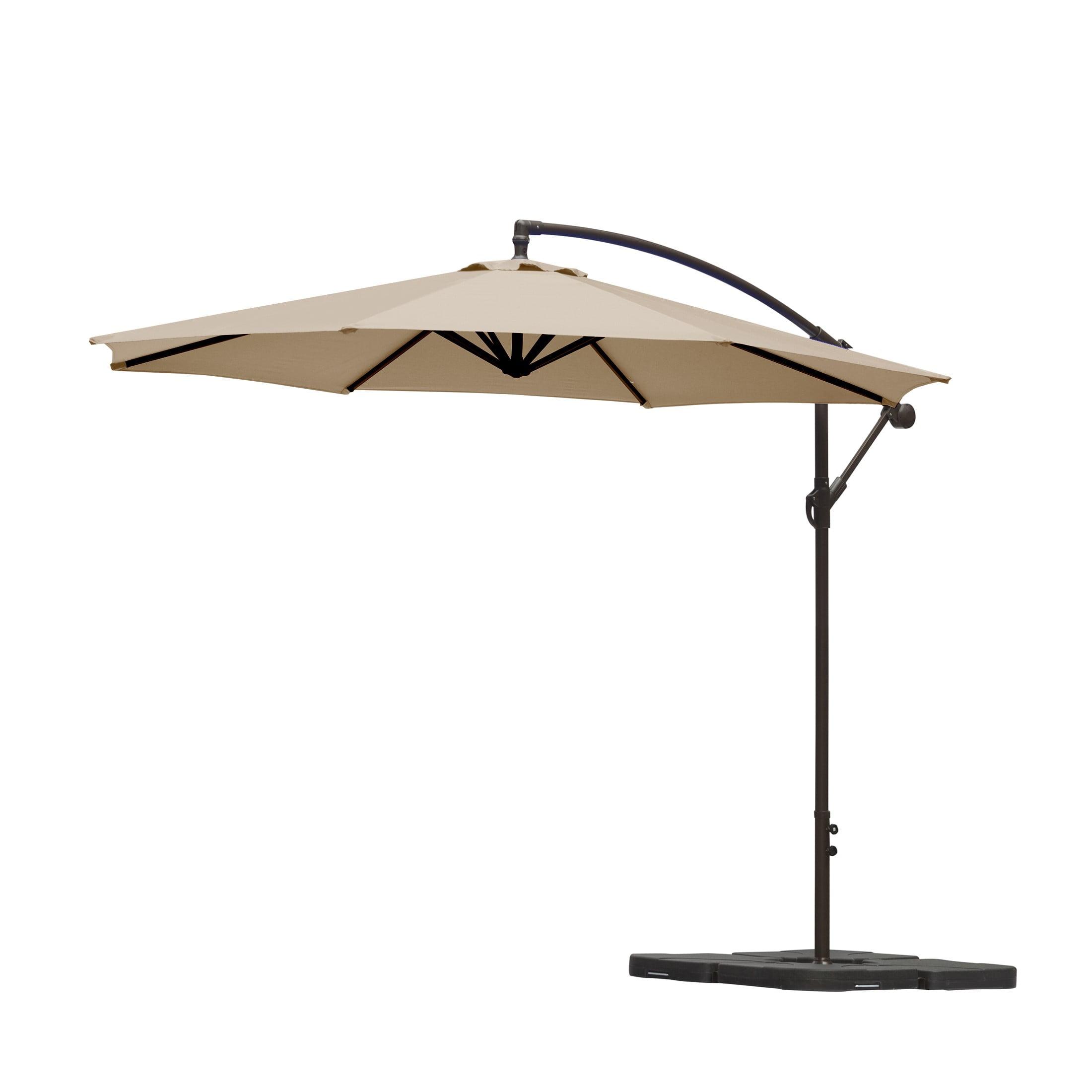 WestinTrends 10 Ft Outdoor Patio Cantilever Offset Umbrella with Base Weights, Beige