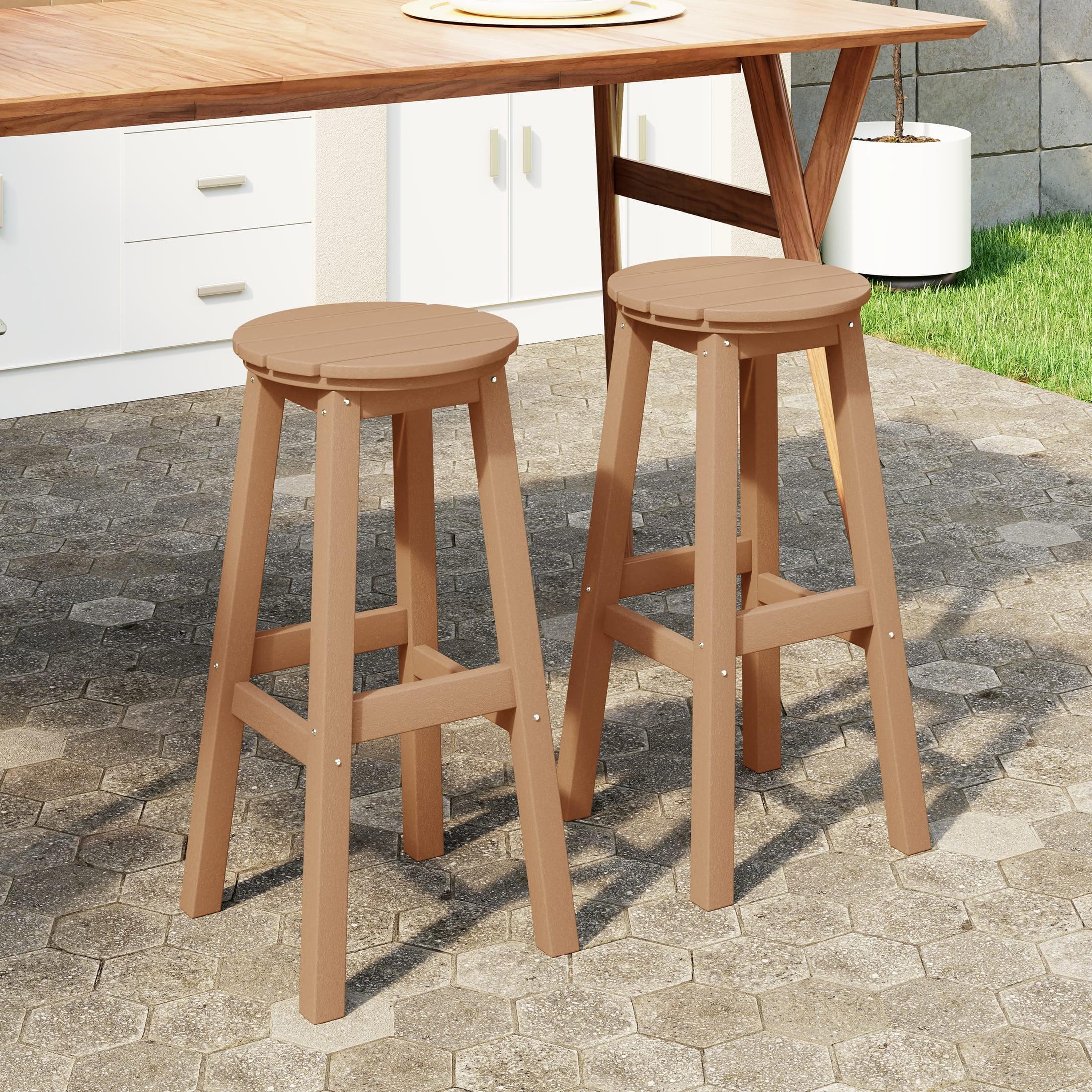 WestinTrends Malibu 29" All Weather Hdpe Outdoor Patio Round Backless Bar Stool (Set of 2)