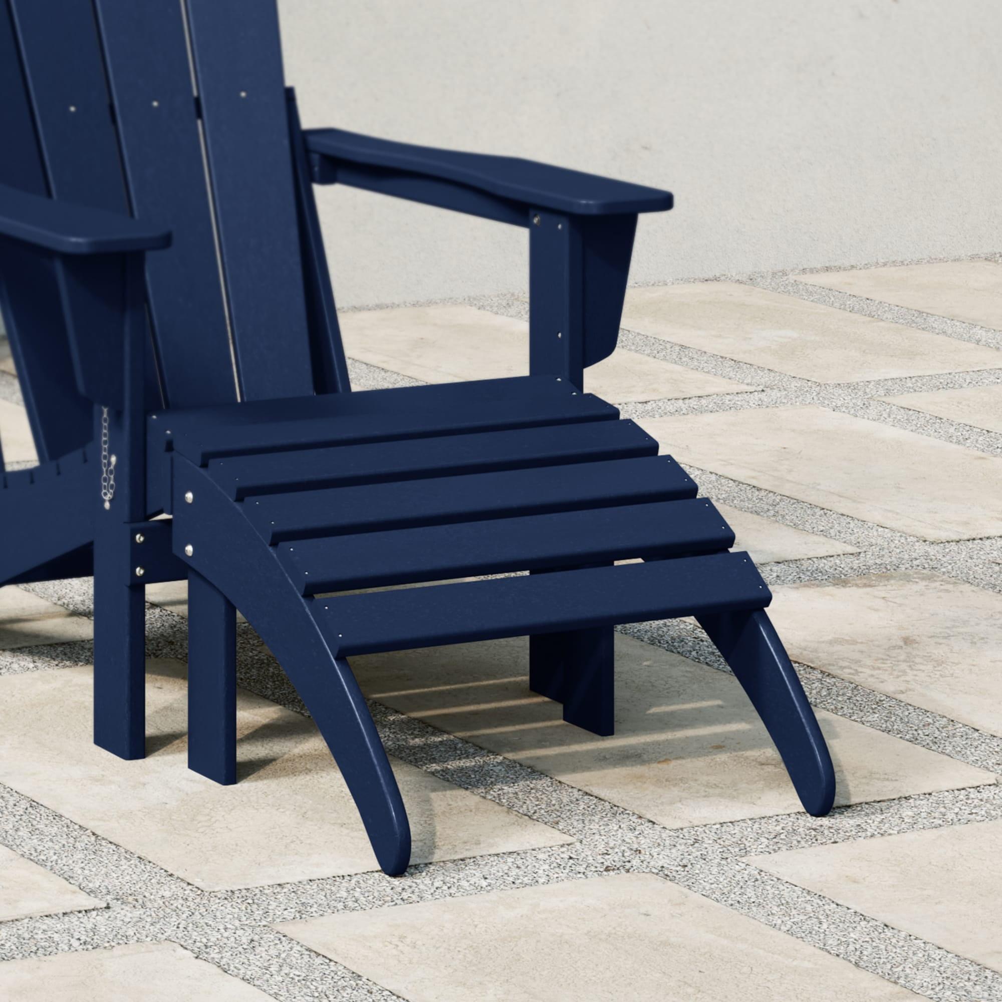 WestinTrends All-Weather Outdoor Patio Poly Adirondack Ottoman Footrest, Navy Blue