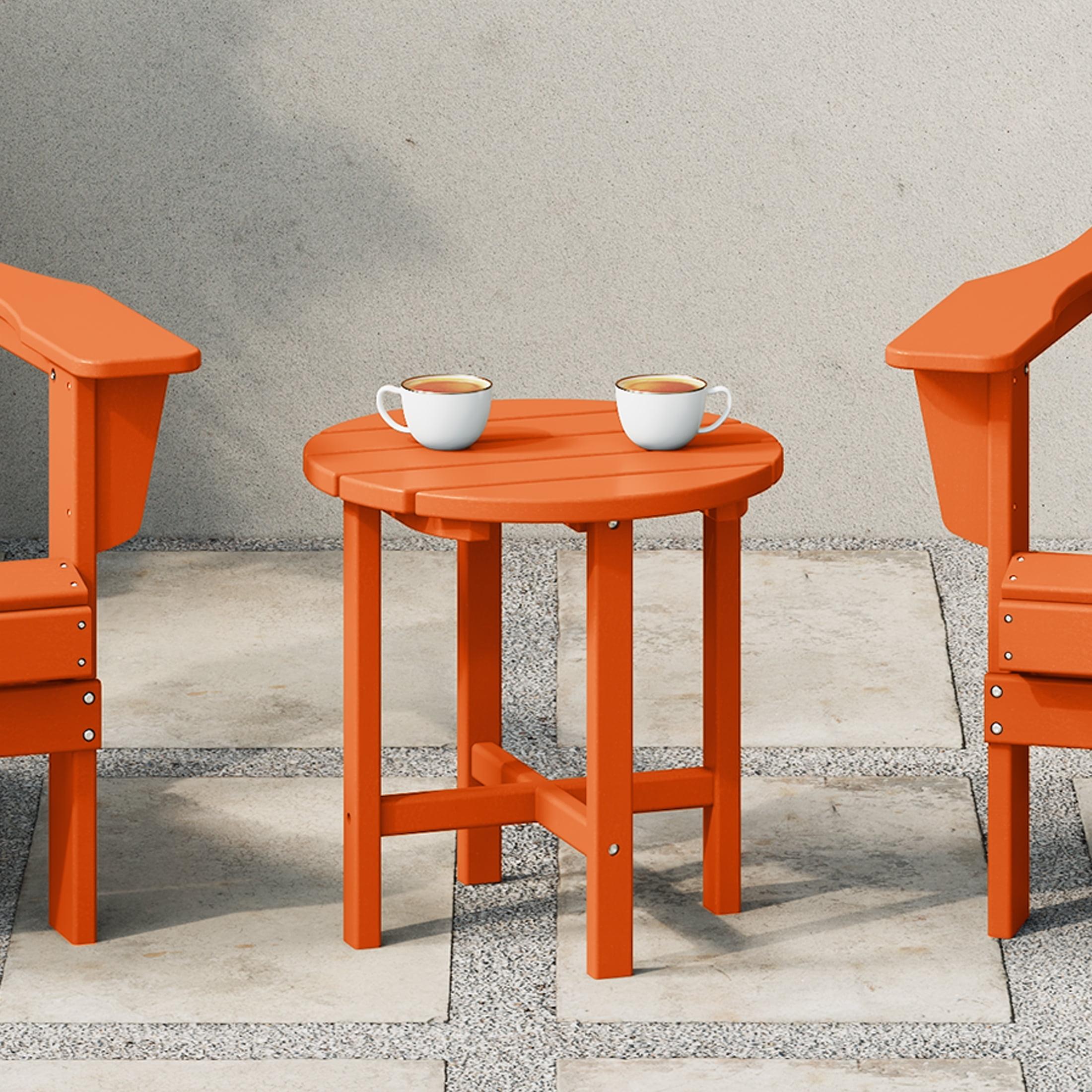 WestinTrends All-Weather Outdoor Patio Round Poly Adirondack Side Table, Orange