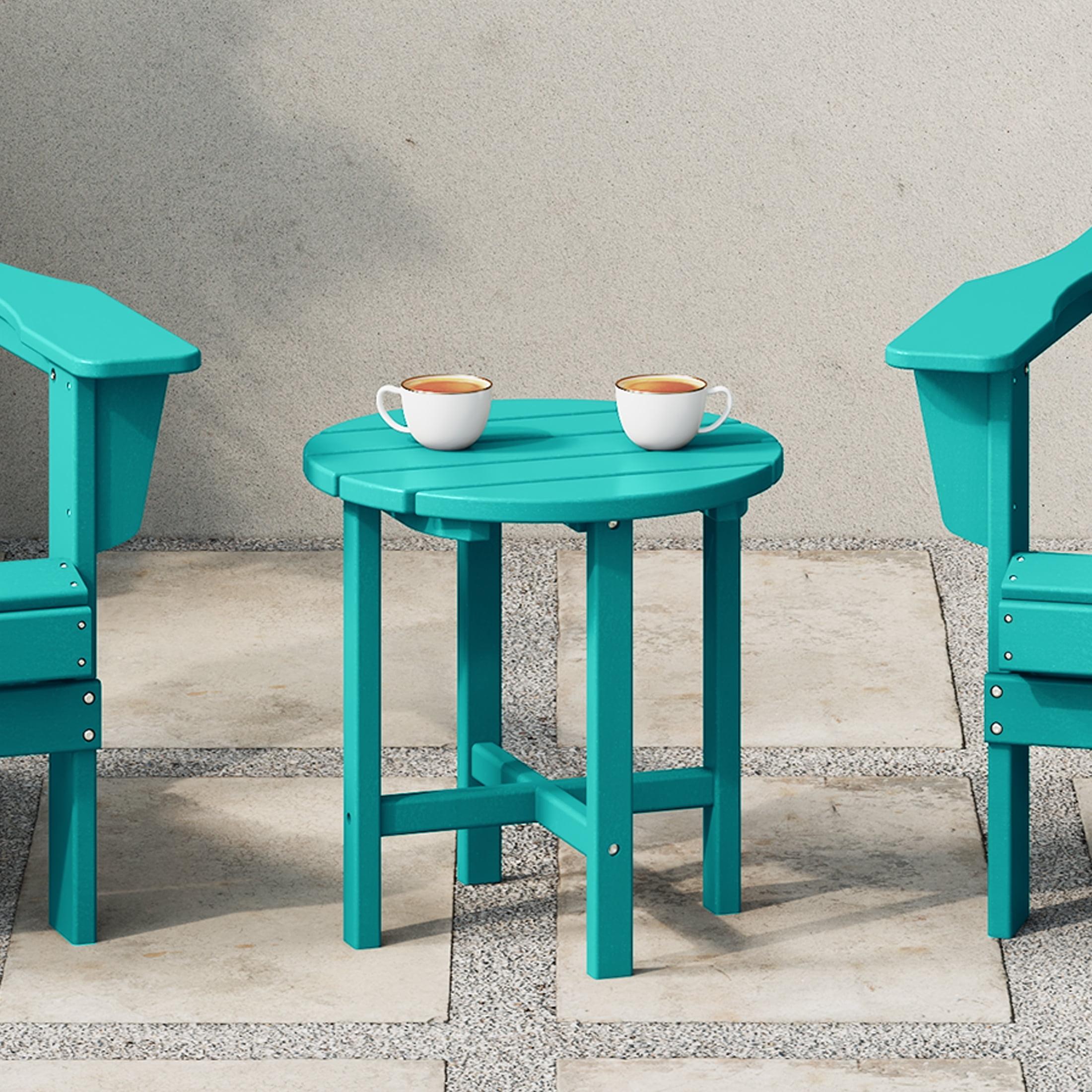WestinTrends All-Weather Outdoor Patio Round Poly Adirondack Side Table, Turquoise