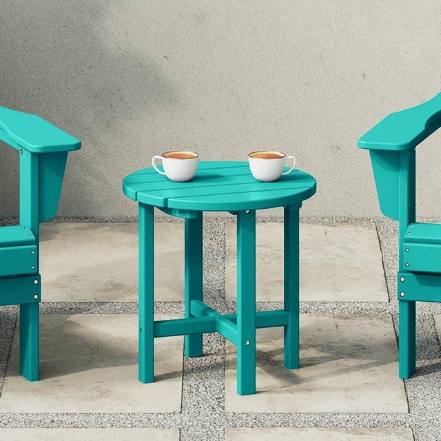 WestinTrends All-Weather Outdoor Patio Round Poly Adirondack Side Table, Turquoise