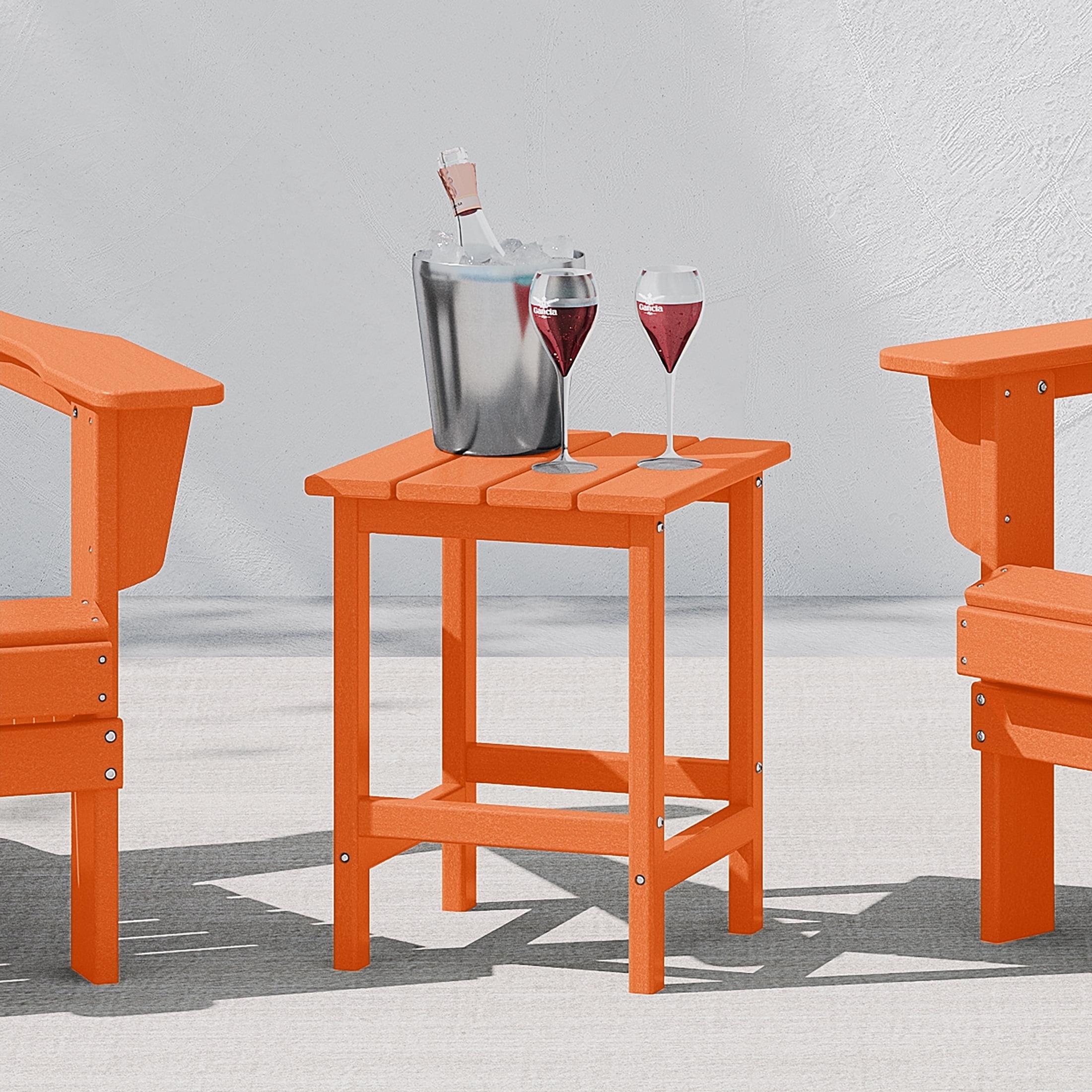 WestinTrends All-Weather Outdoor Patio Round Poly Adirondack Side Table, Orange