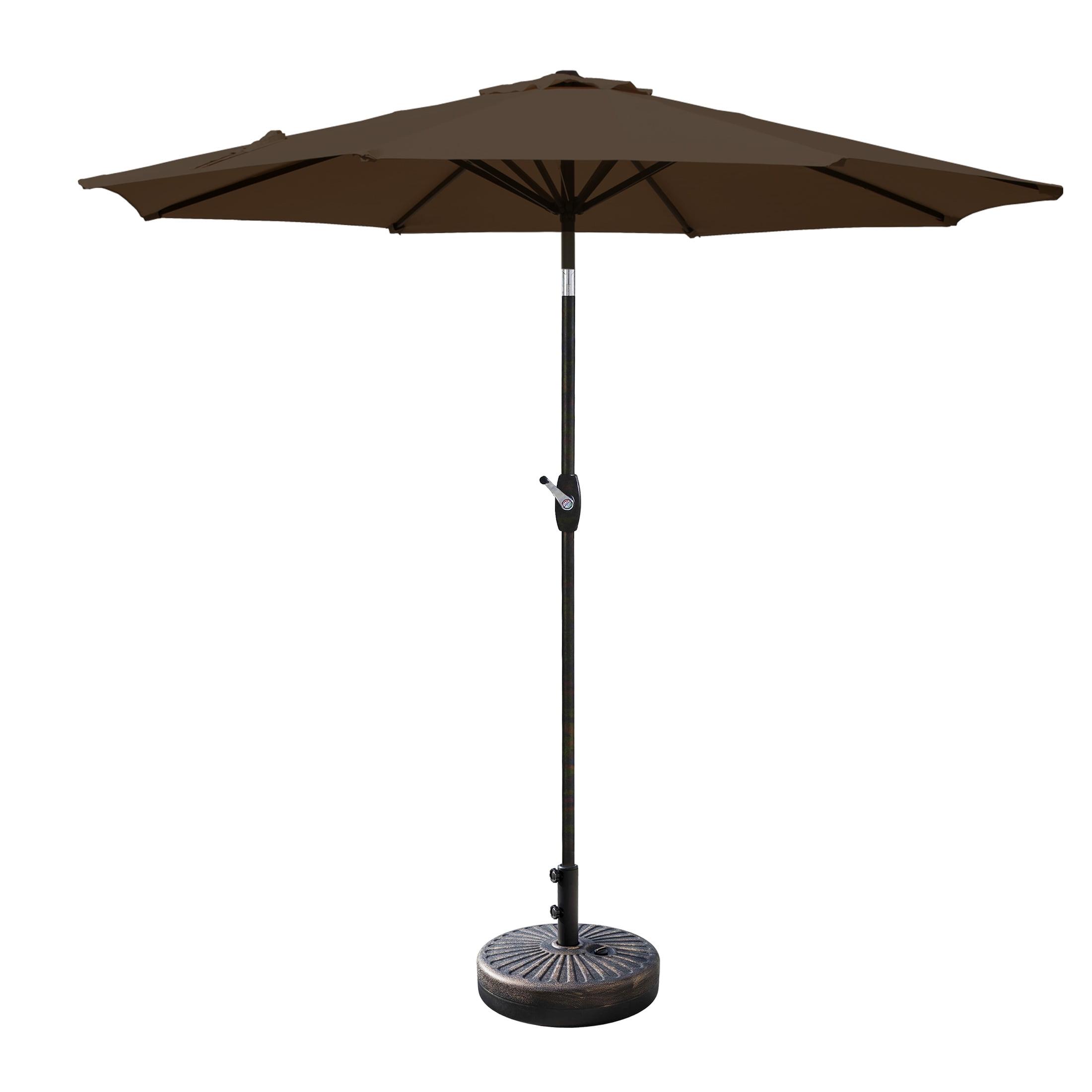 WestinTrends 9 Ft Outdoor Patio Market Table Umbrella with Bronze Round Base, Coffee