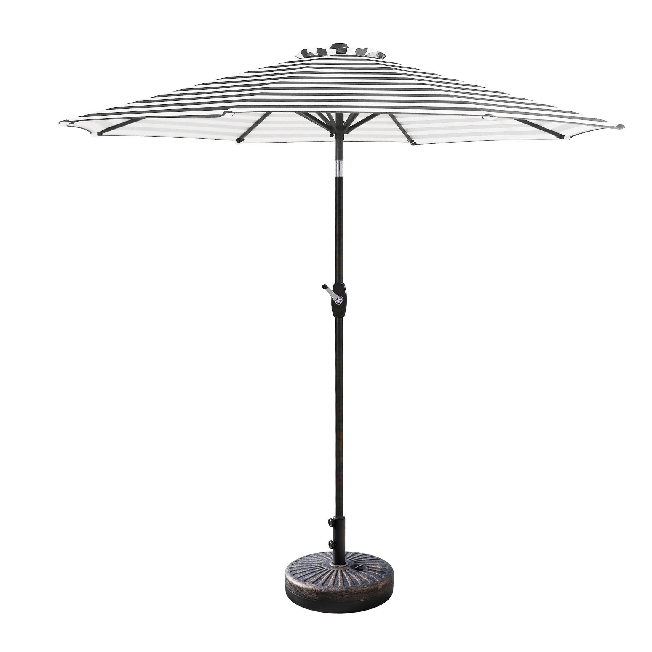 WestinTrends 9 Ft Outdoor Patio Market Table Umbrella with Bronze Round Base, Gray/White