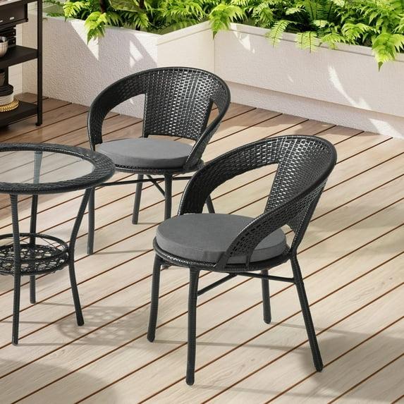 WestinTrends Solace Outdoor Patio Kitchen Dining Chair Round Seat Cushions Set of 4, 16" x 16", Grey