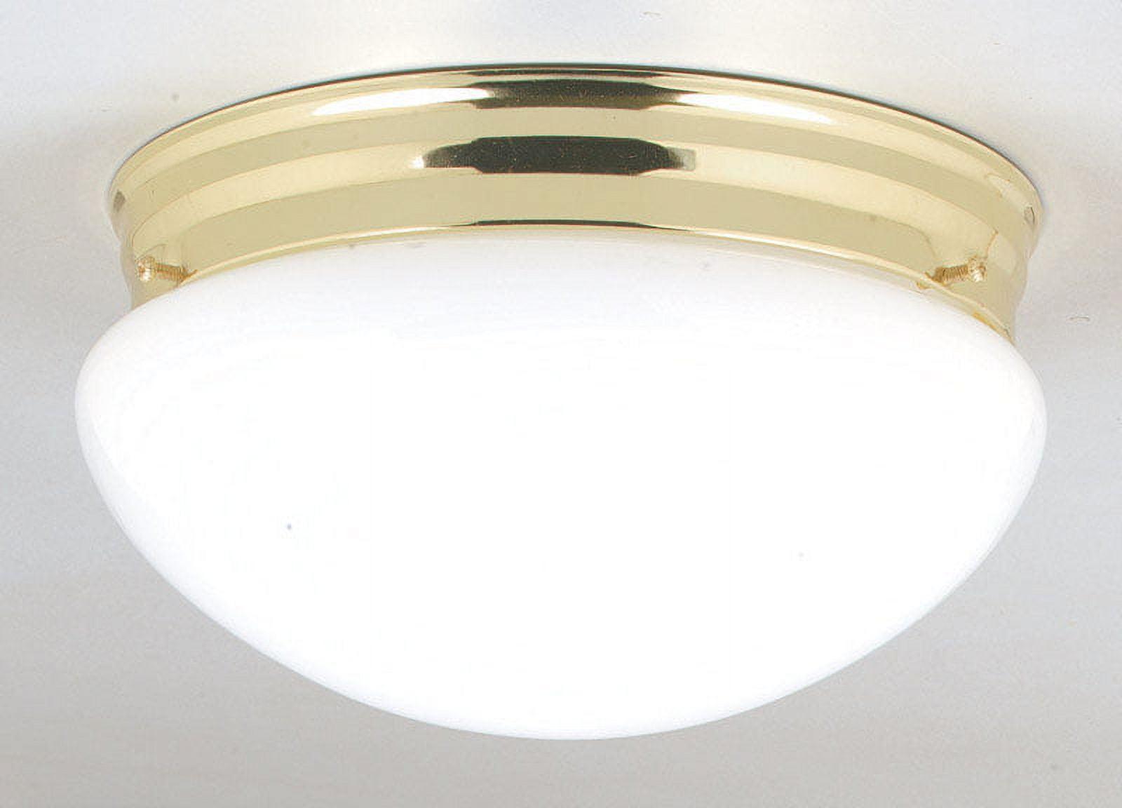 Polished Brass and White Glass Globe Ceiling Light