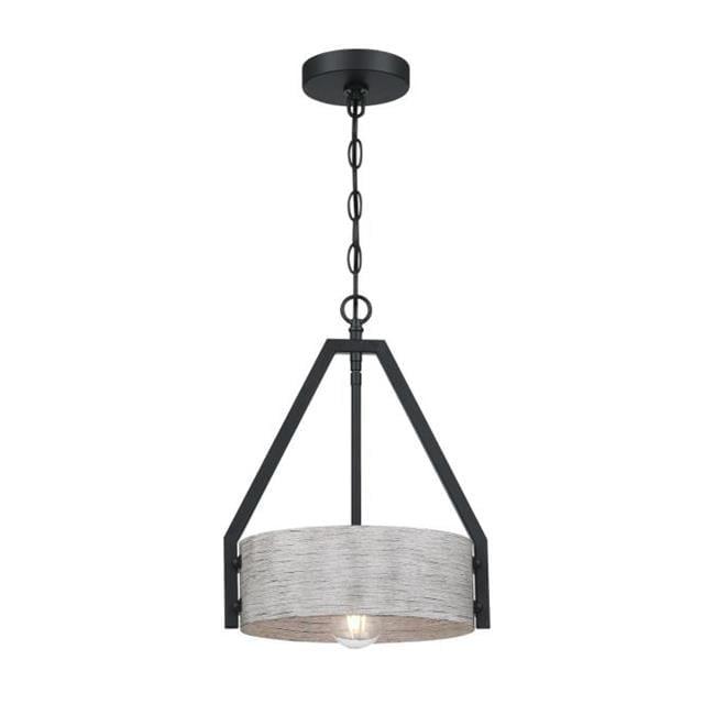 Westinghouse 6125800 Callowhill 12" Wide Wood Pendant - Matte Black / Antique Ash