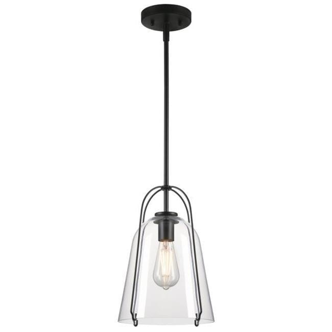 Westinghouse Lighting 6130100 Kewadin One Light Indoor Pendant, Matte Black & Clear Glass