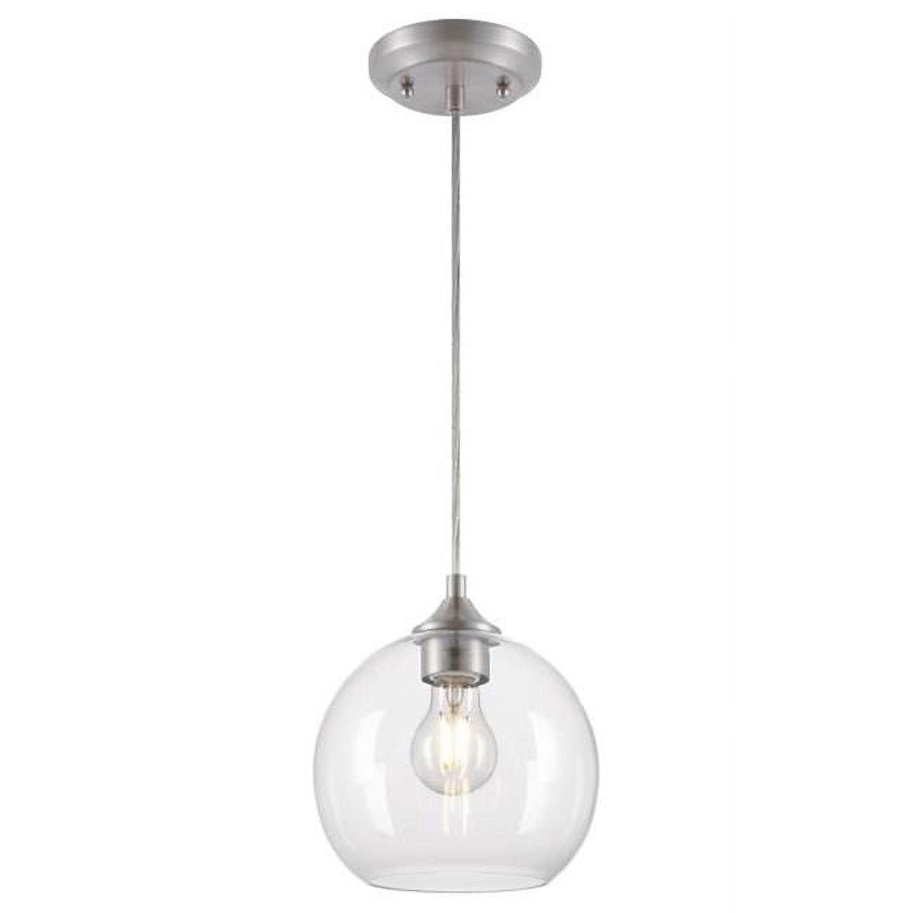 Tatze Mini Globe Pendant in Brushed Nickel with Clear Glass