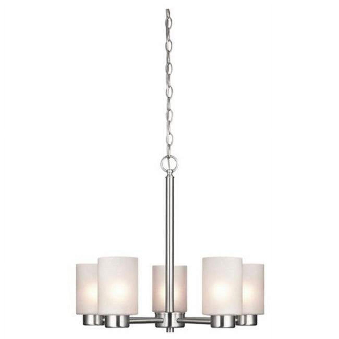 Elegant Brushed Nickel 5-Light Chandelier with Frosted Seeded Glass