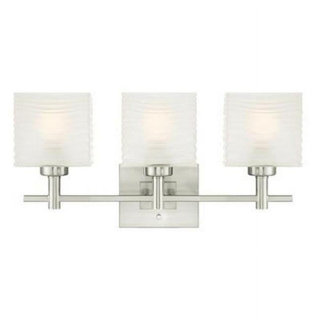 Brushed Nickel 3-Light Wall Fixture with Patterned Glass Shades